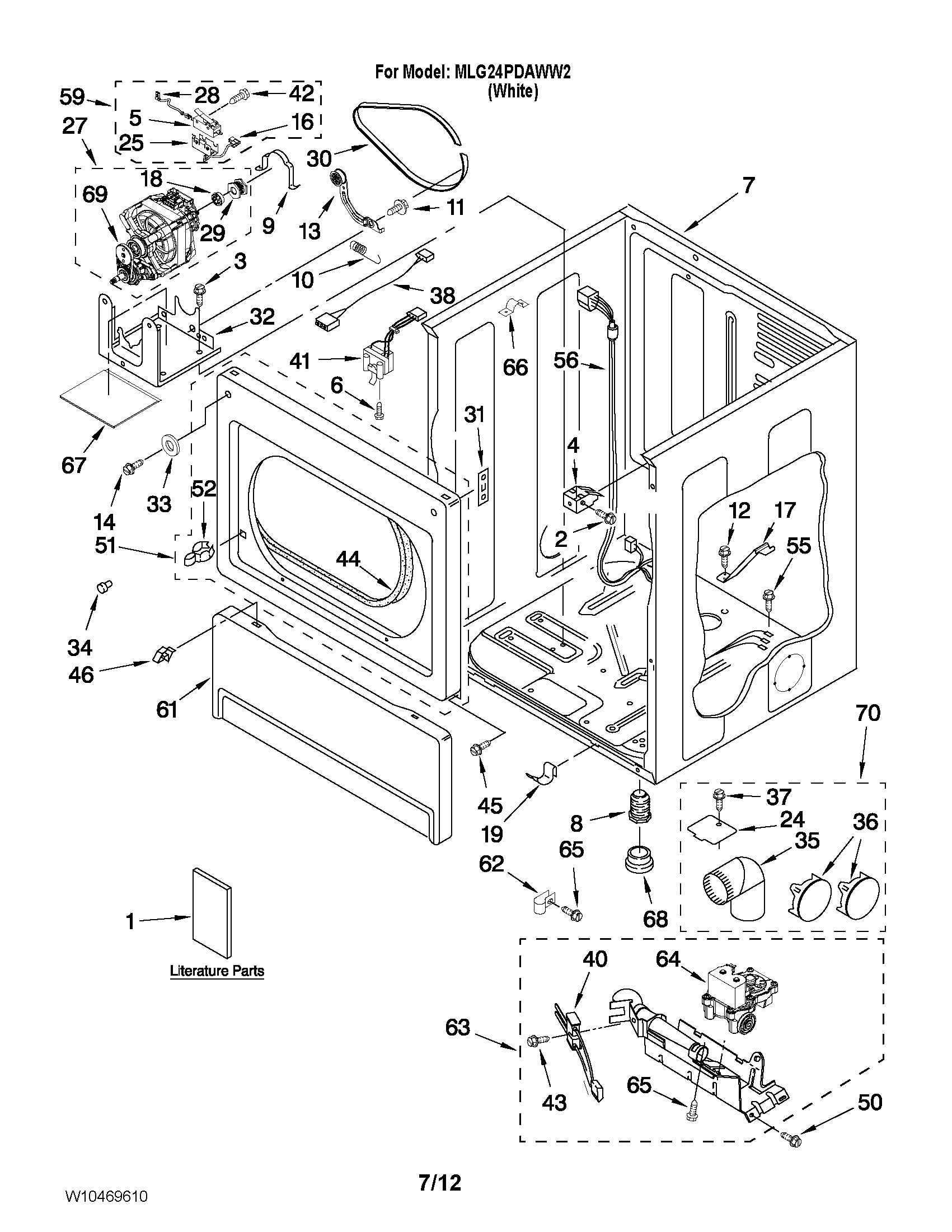 Lower cabinet and front panel parts