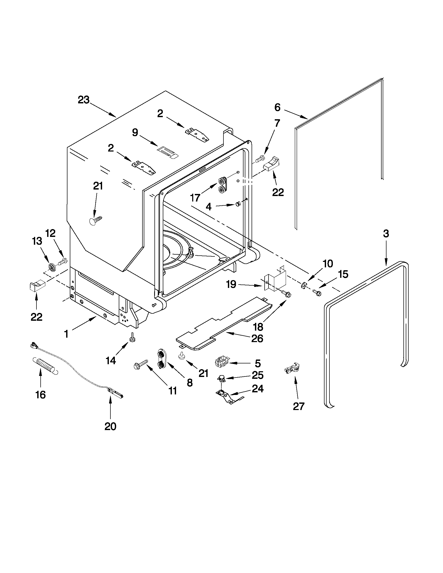 Tub and frame parts