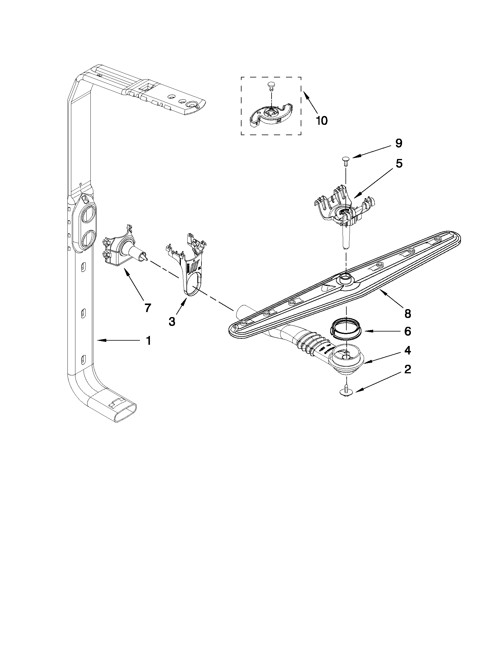 Upper wash and rinse parts