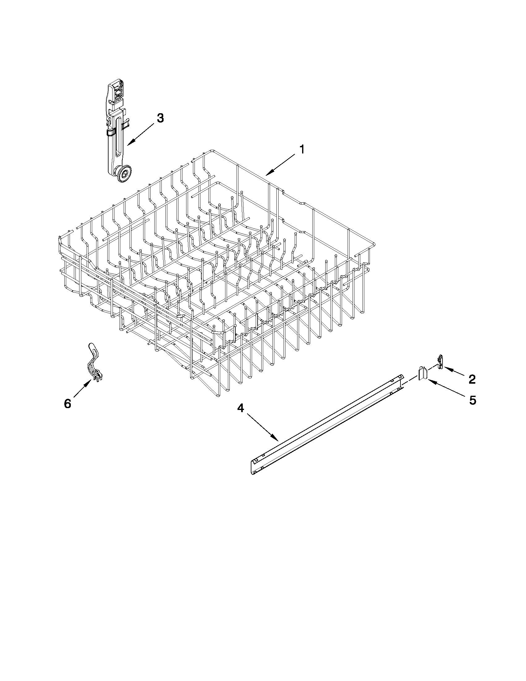 Upper rack and track parts