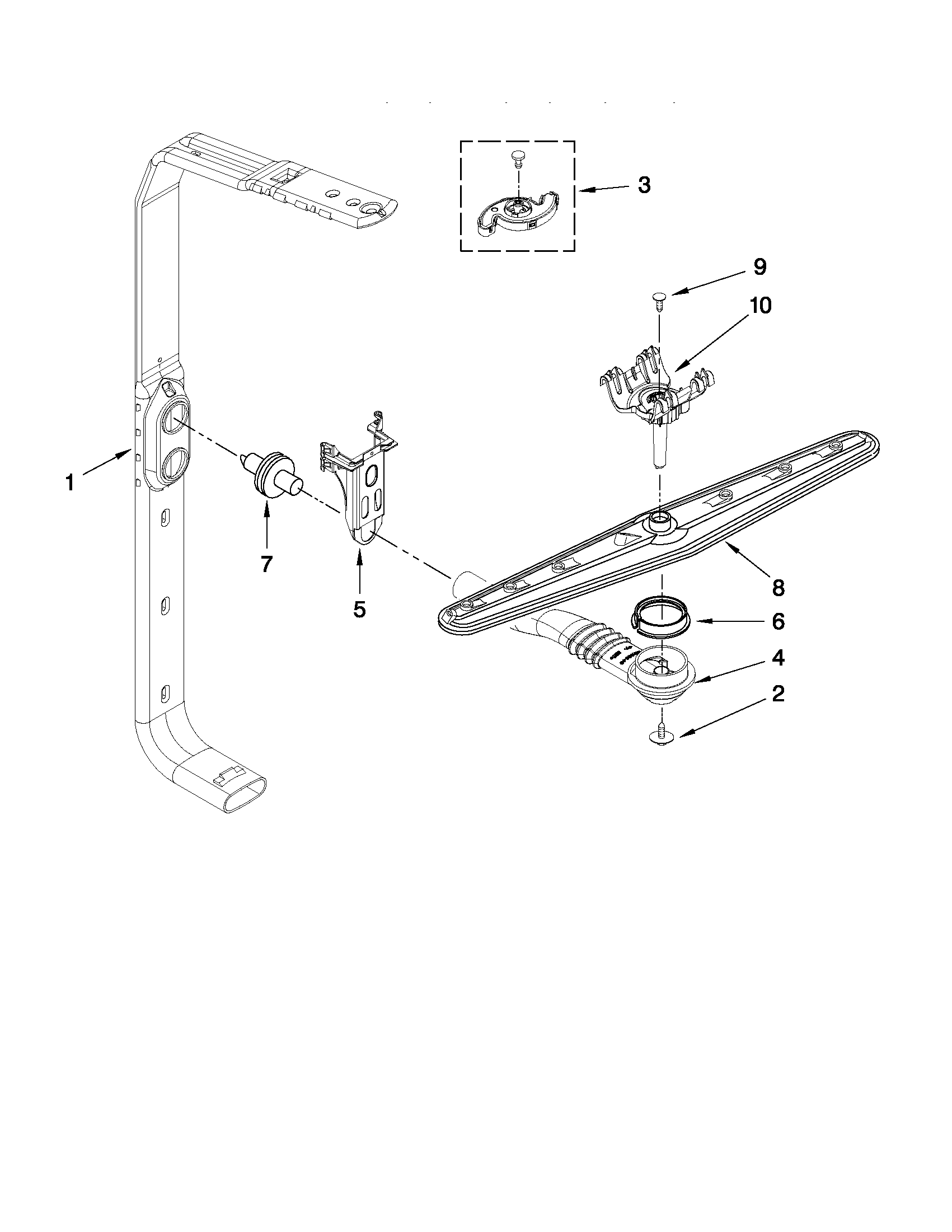 Upper wash and rinse parts