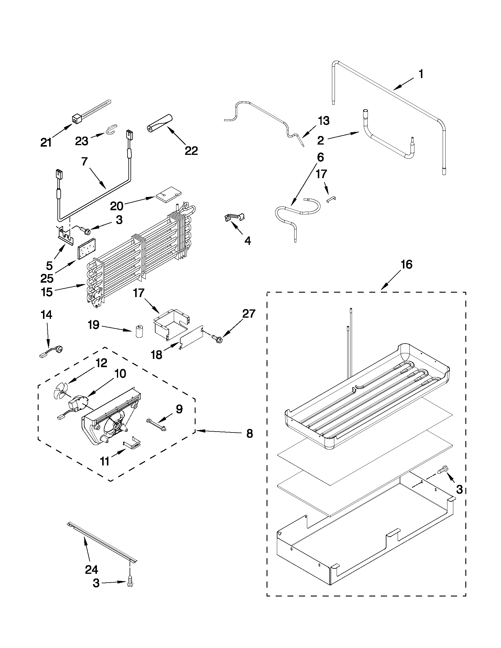 Lower unit and tube parts