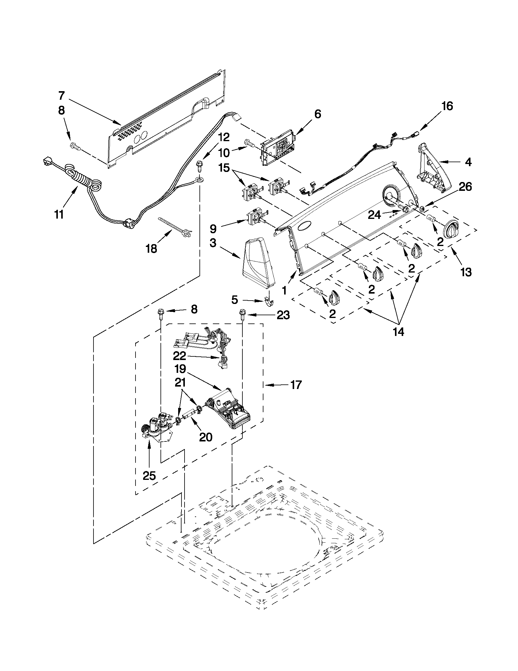 Controls and water inlet parts
