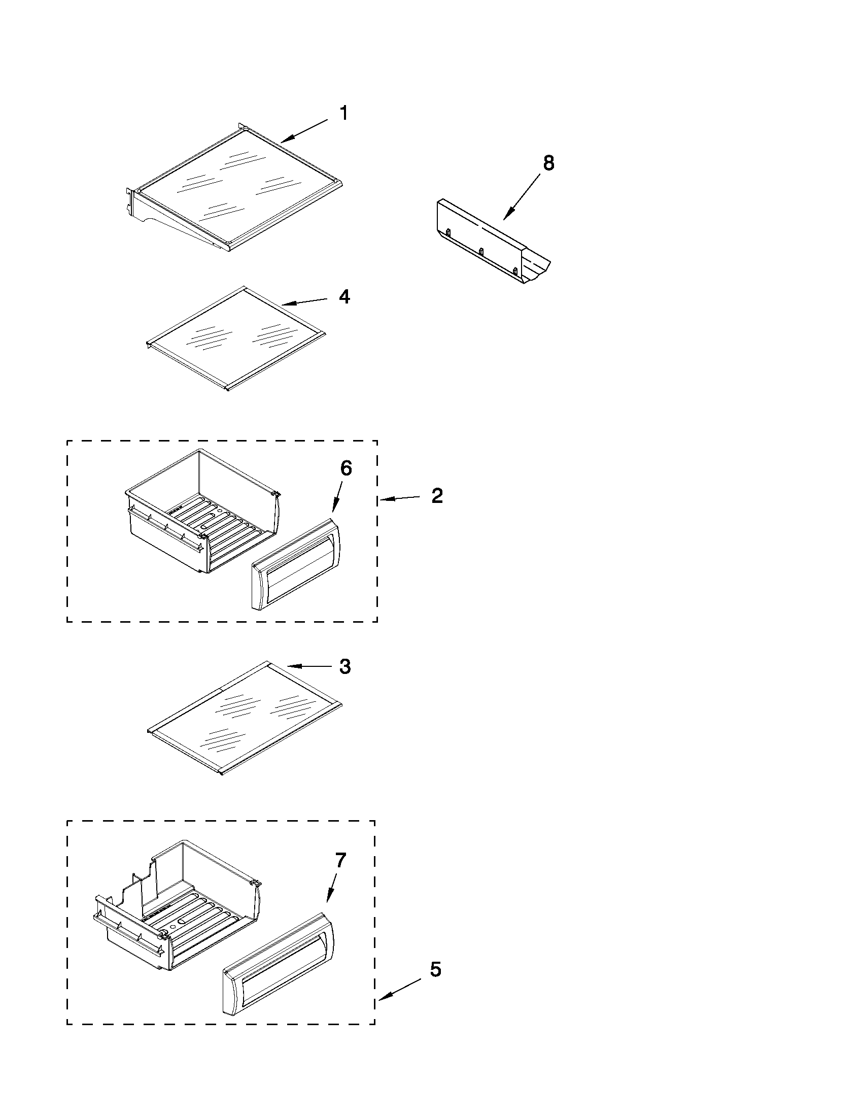 Refrigerator shelf parts
