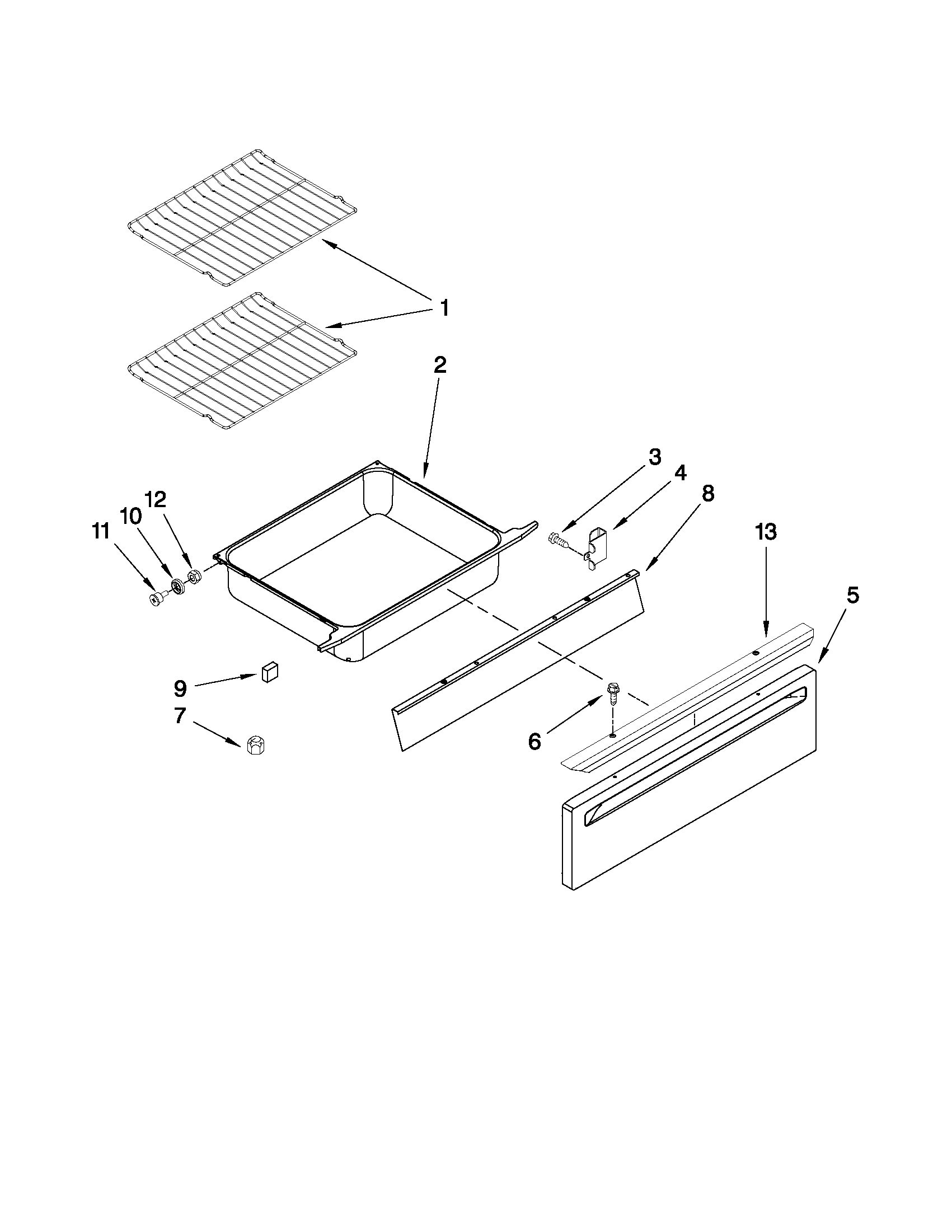 Drawer and rack parts