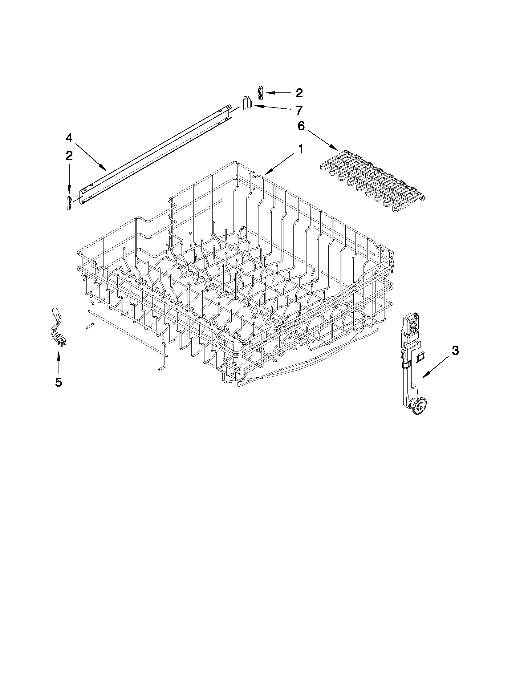 Upper rack and track parts