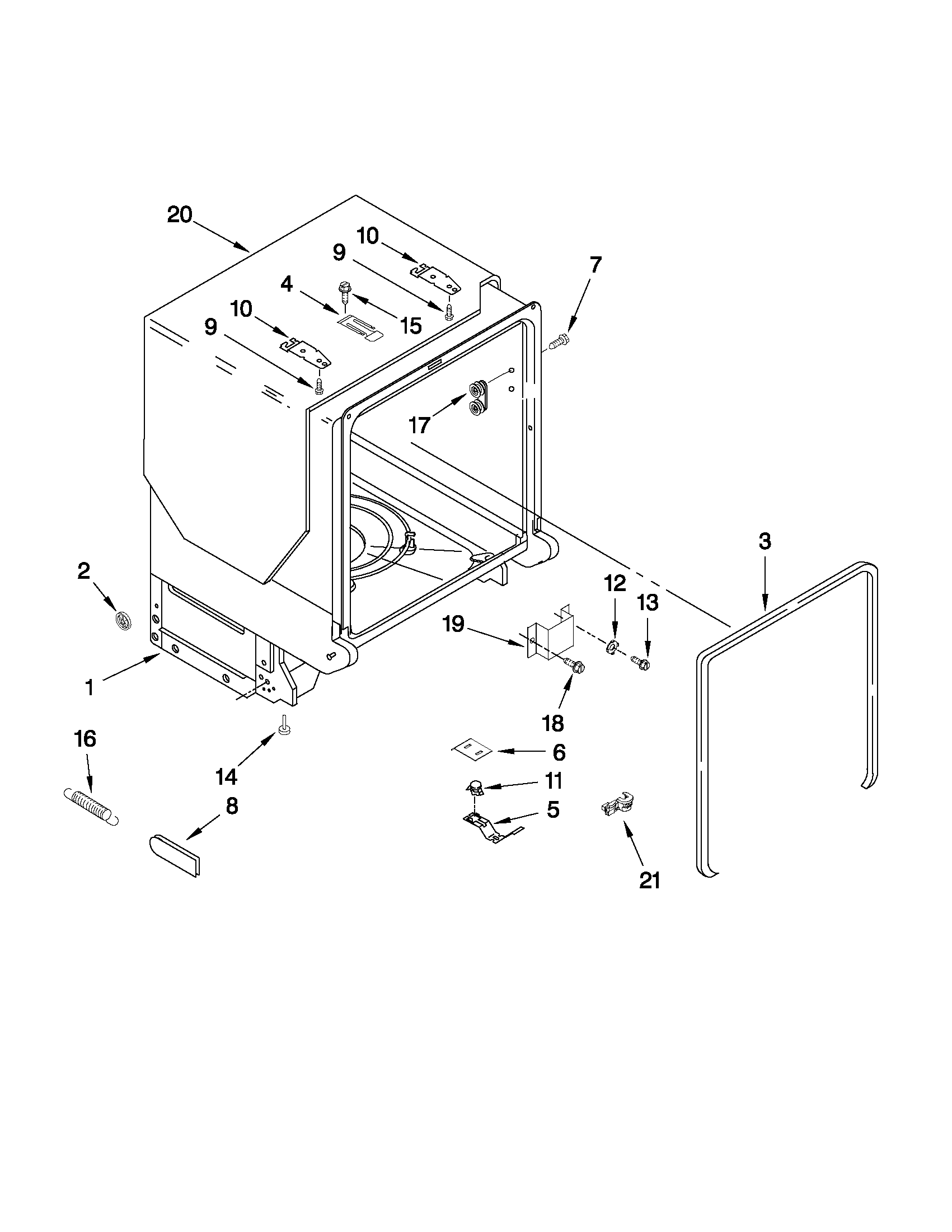 TUB AND FRAME PARTS