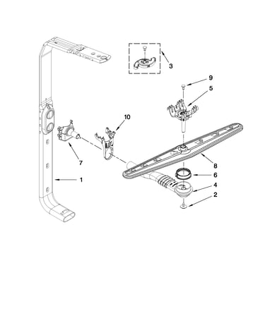 Upper wash and rinse parts