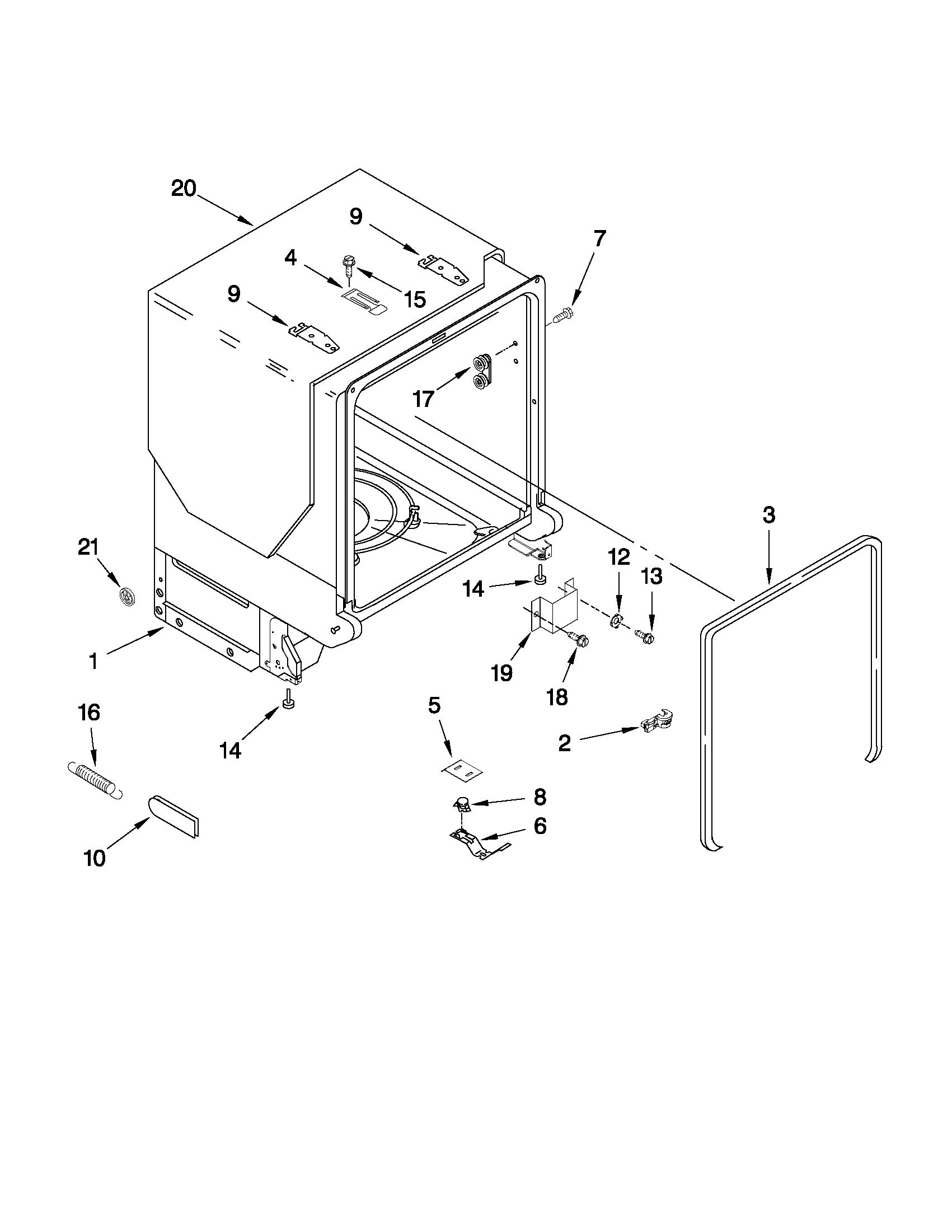 TUB AND FRAME PARTS