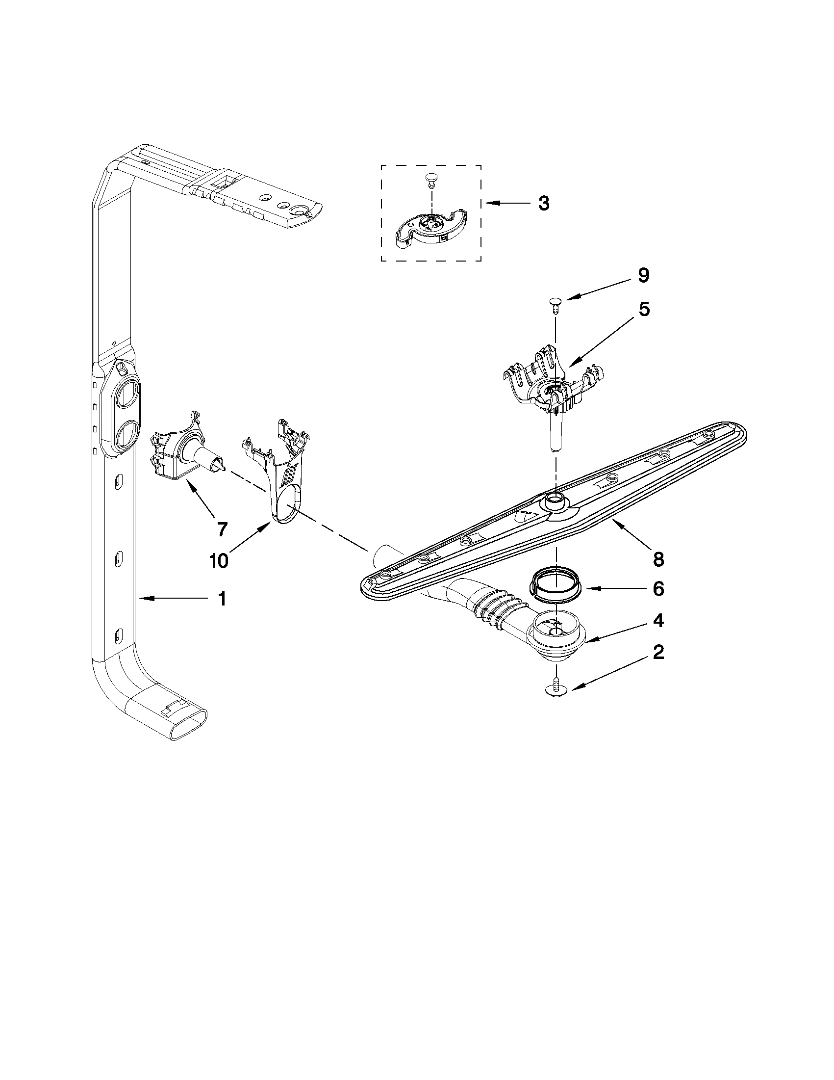 Upper wash and rinse parts