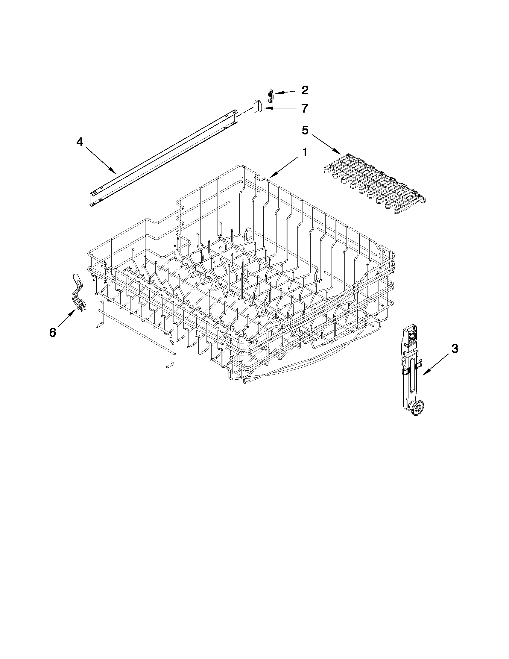 Upper rack and track parts