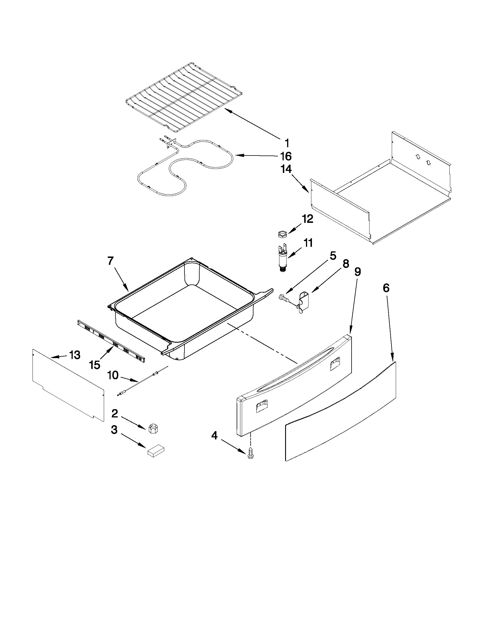 Drawer and rack parts