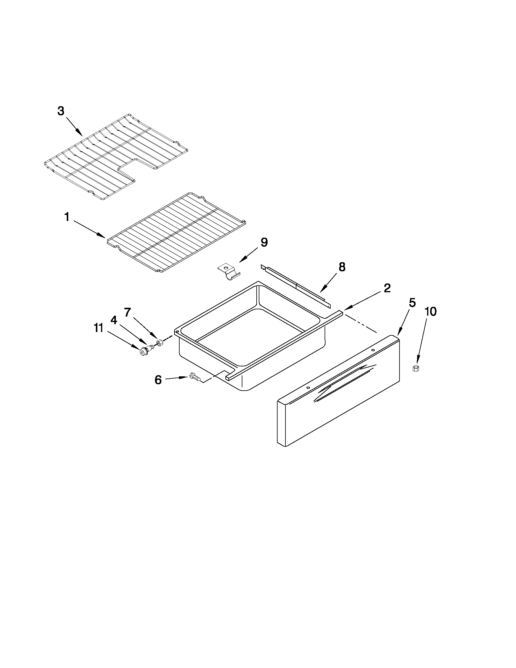 Drawer and rack parts