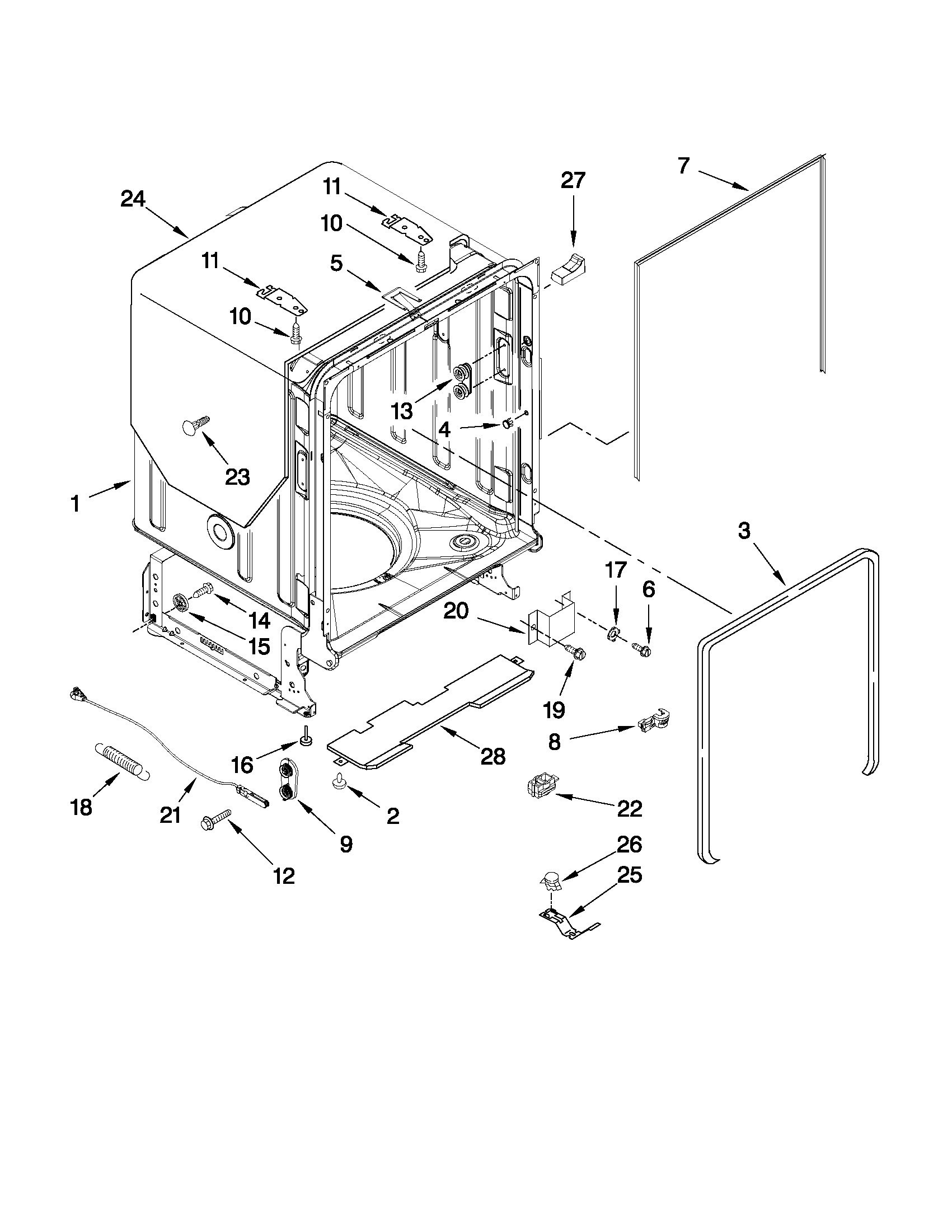 Tub and frame parts