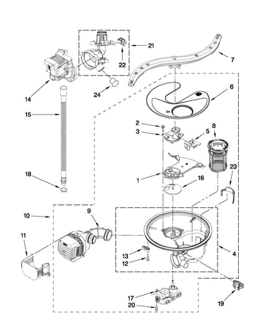 Pump, washarm and motor parts