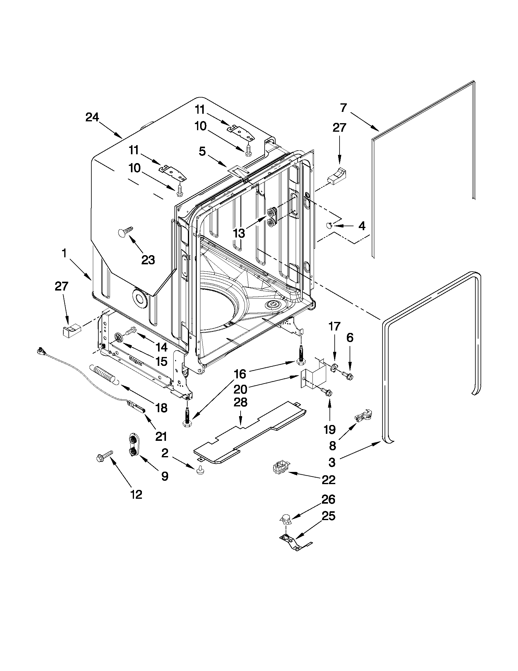 TUB AND FRAME PARTS