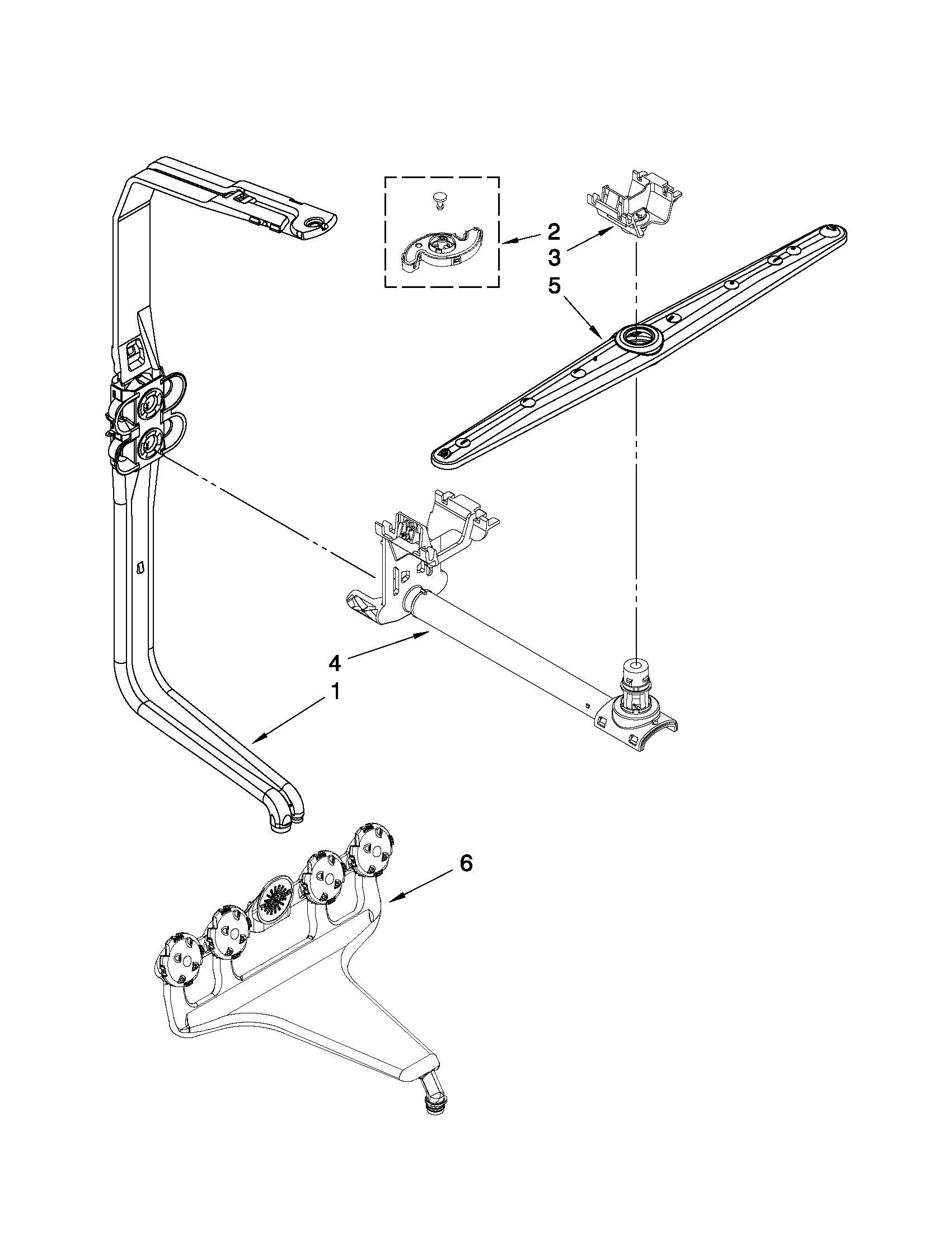 Upper wash and rinse parts