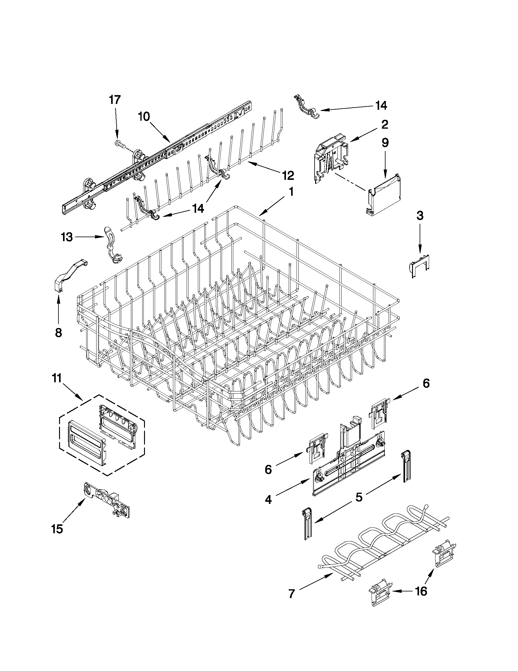 UPPER RACK AND TRACK PARTS