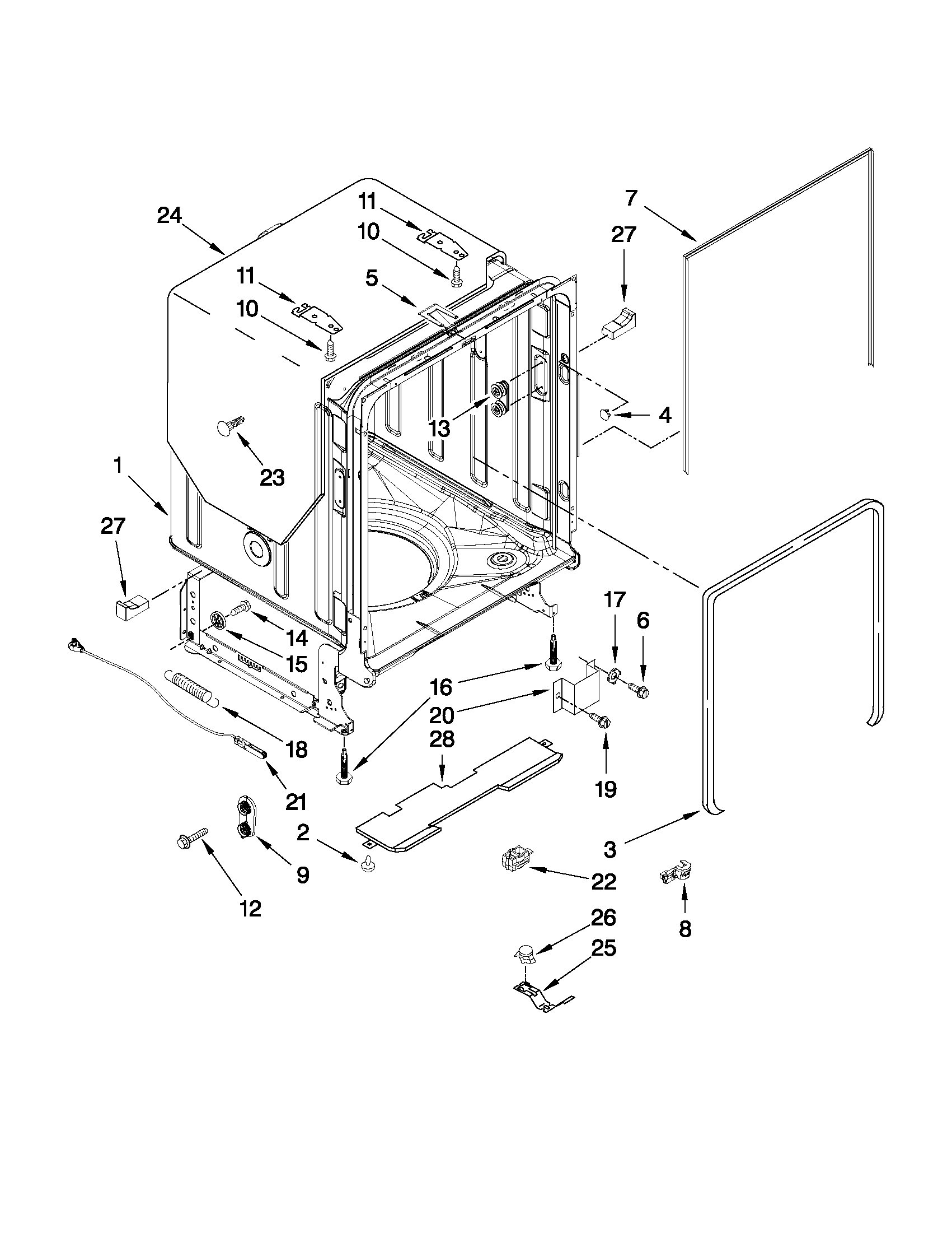 Tub and frame parts