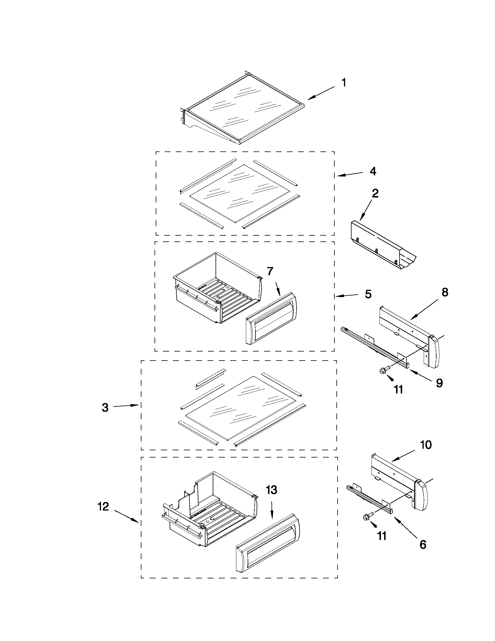 Refrigerator shelf parts