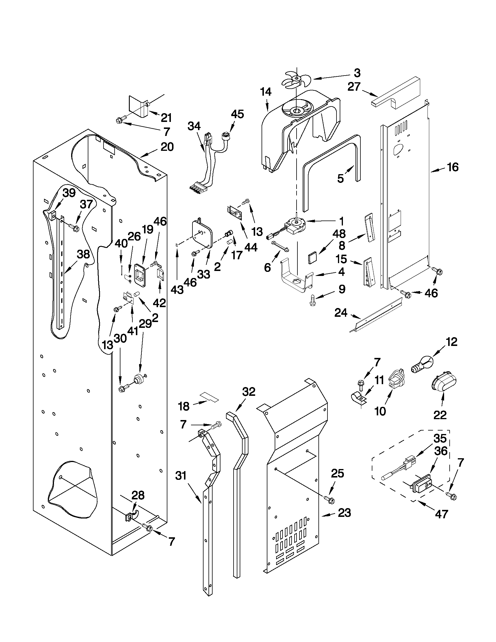 FREEZER LINER AND AIR FLOW PARTS