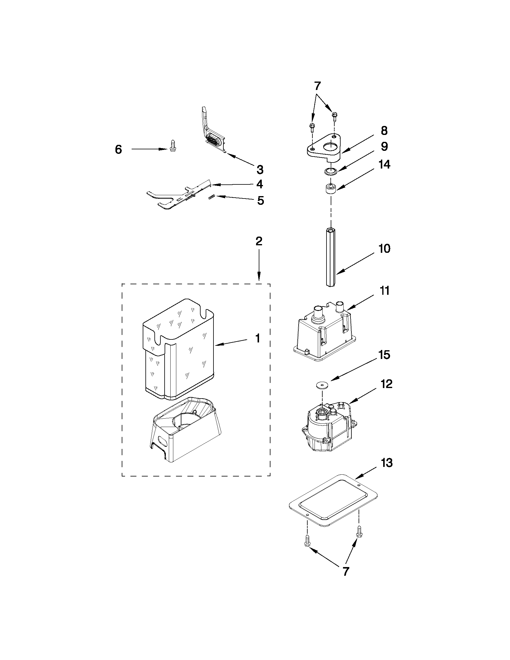 MOTOR AND ICE CONTAINER PARTS