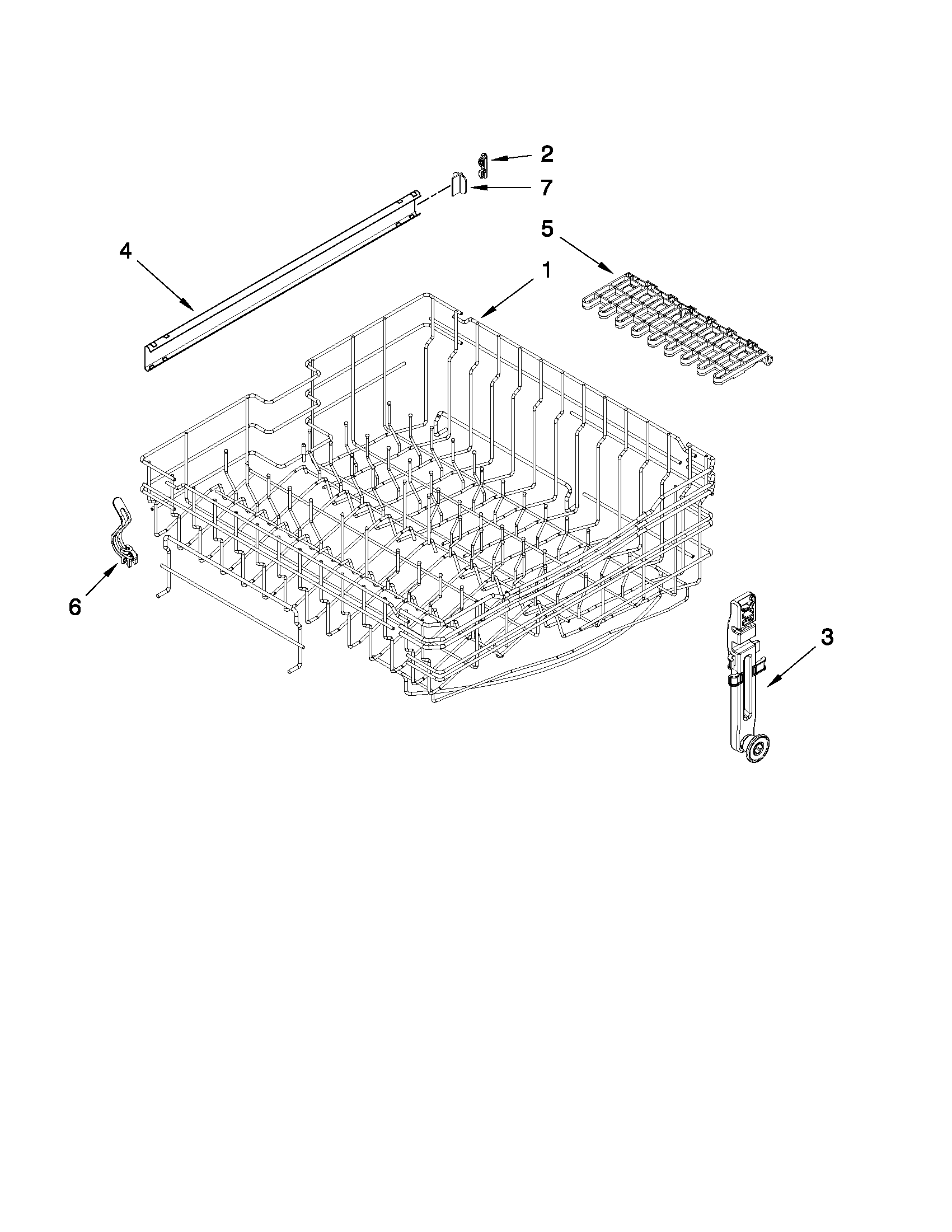 Upper rack and track parts