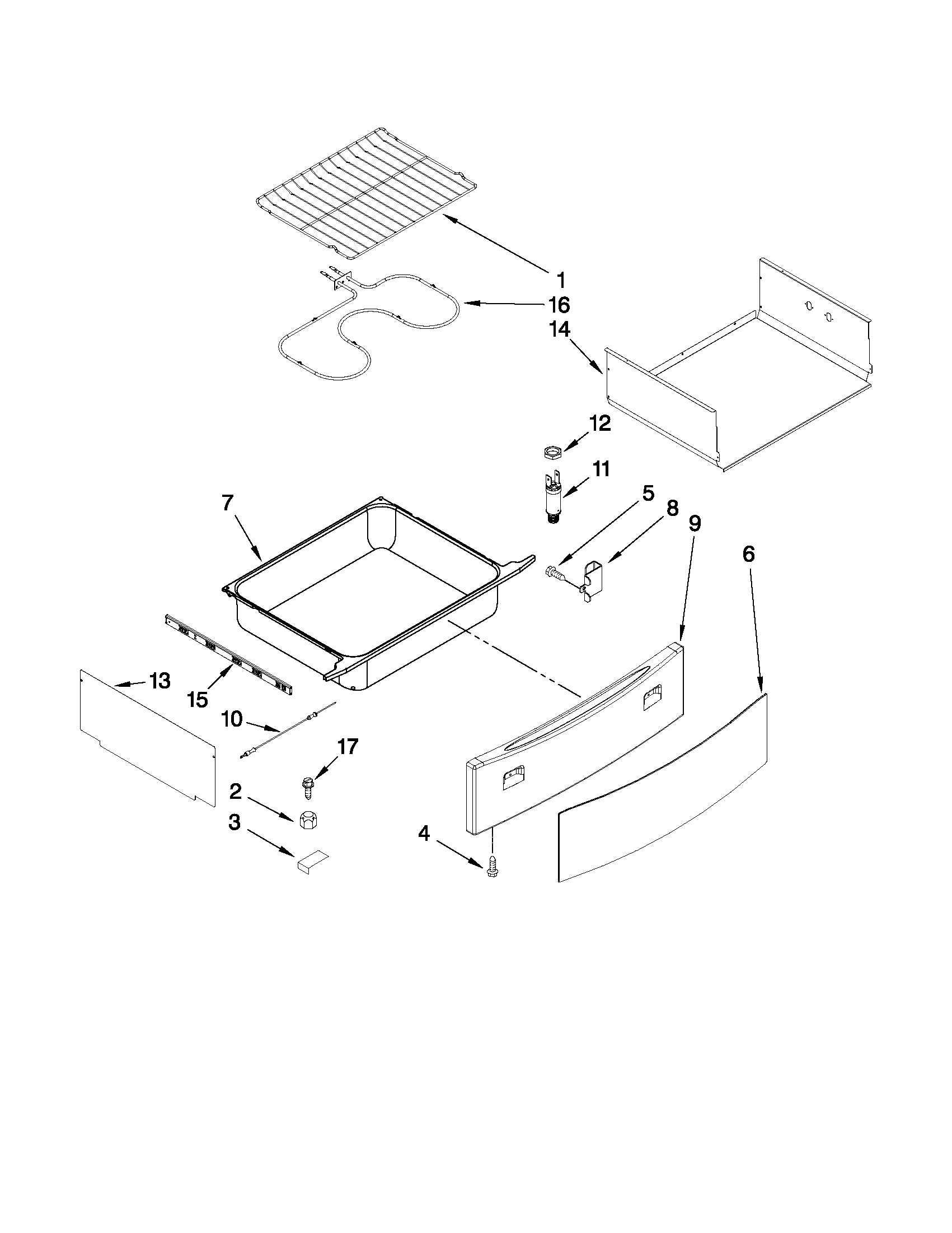 Drawer and rack parts