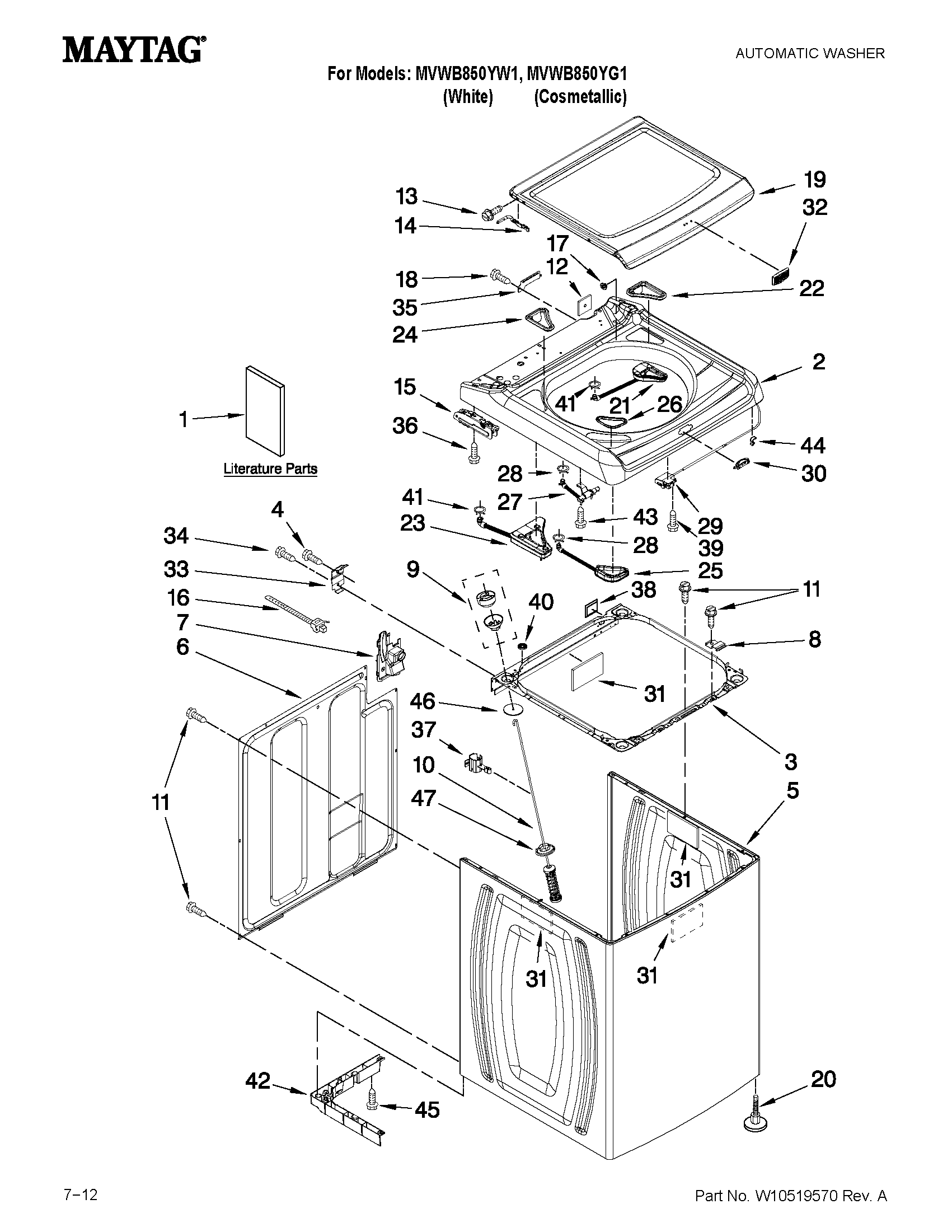 TOP AND CABINET PARTS