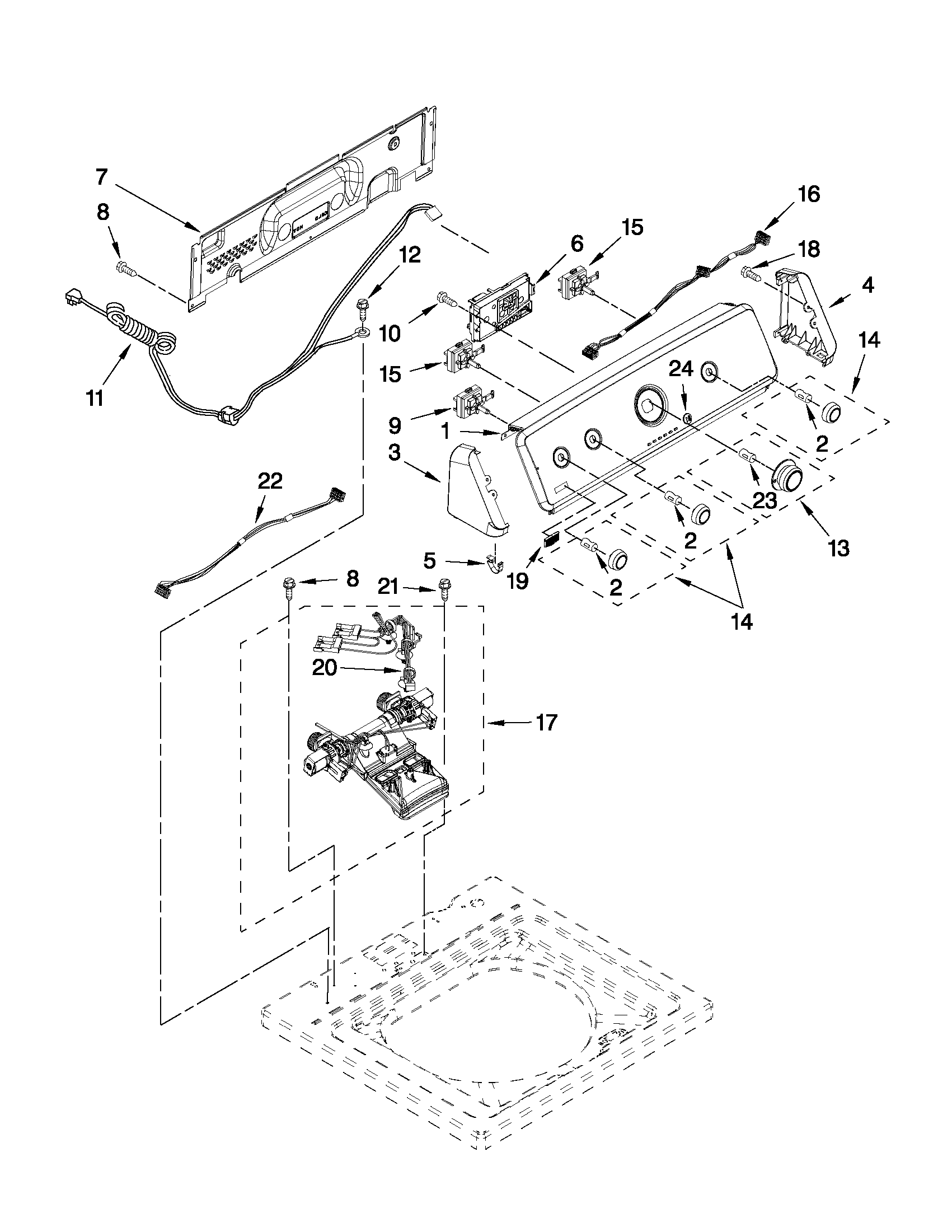 Controls and water inlet parts