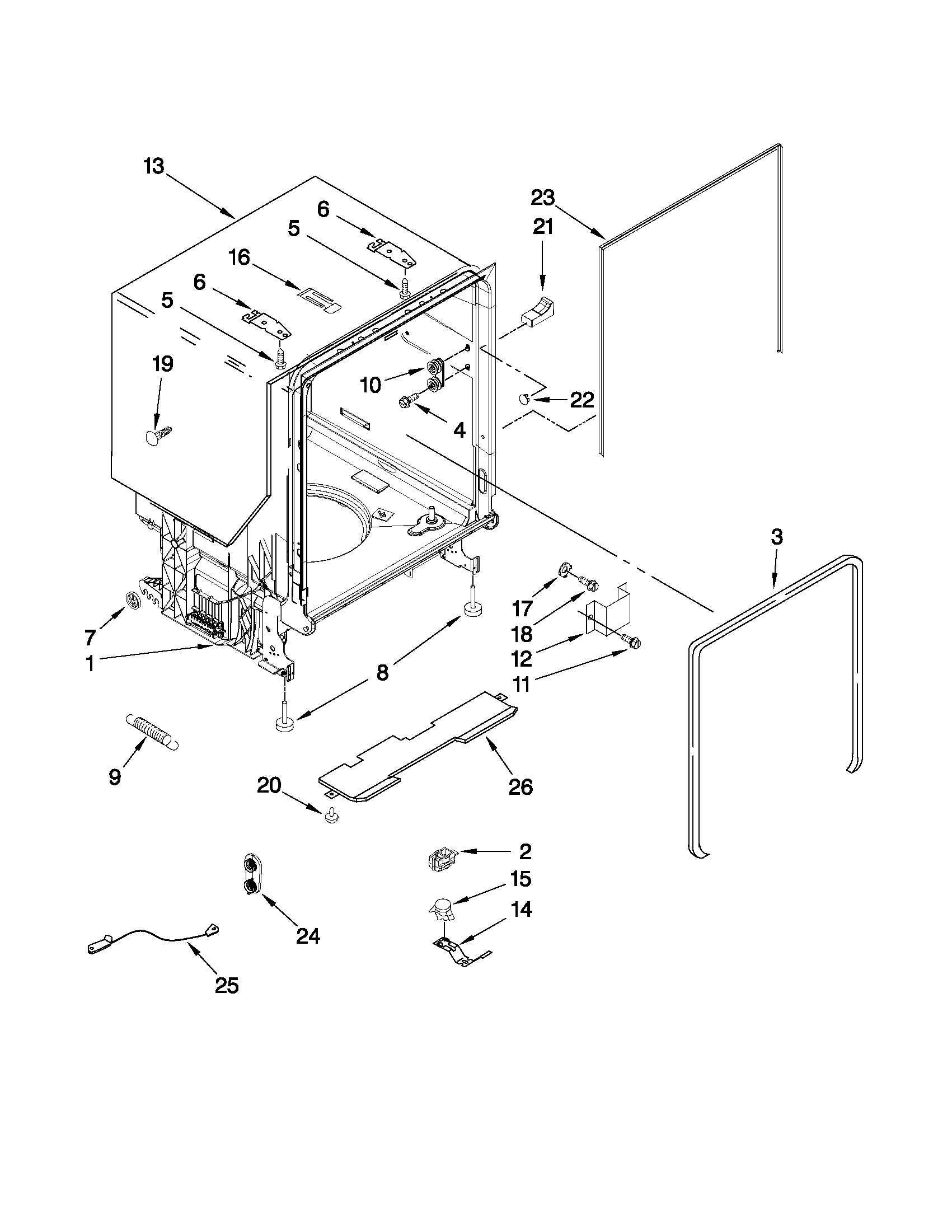 TUB AND FRAME PARTS