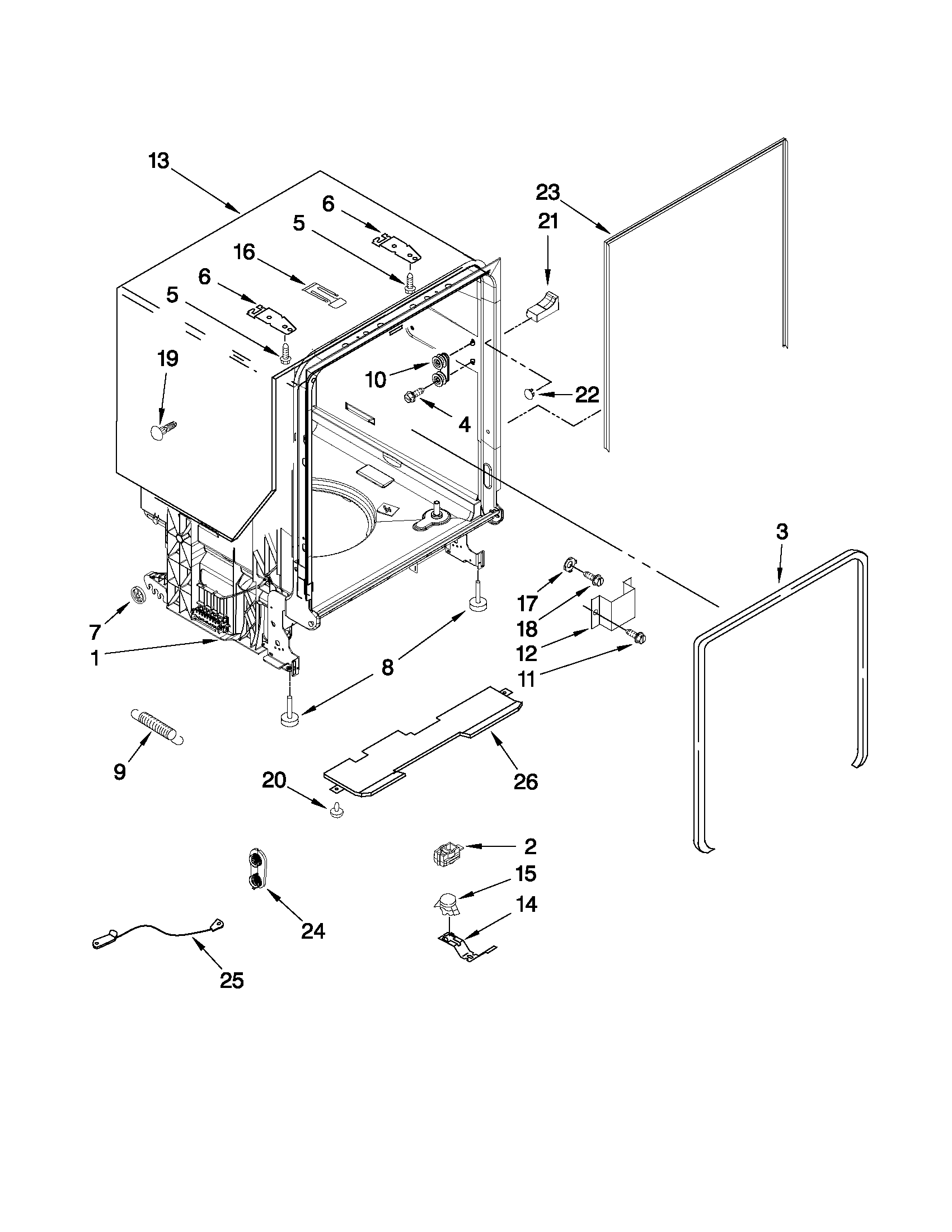 TUB AND FRAME PARTS