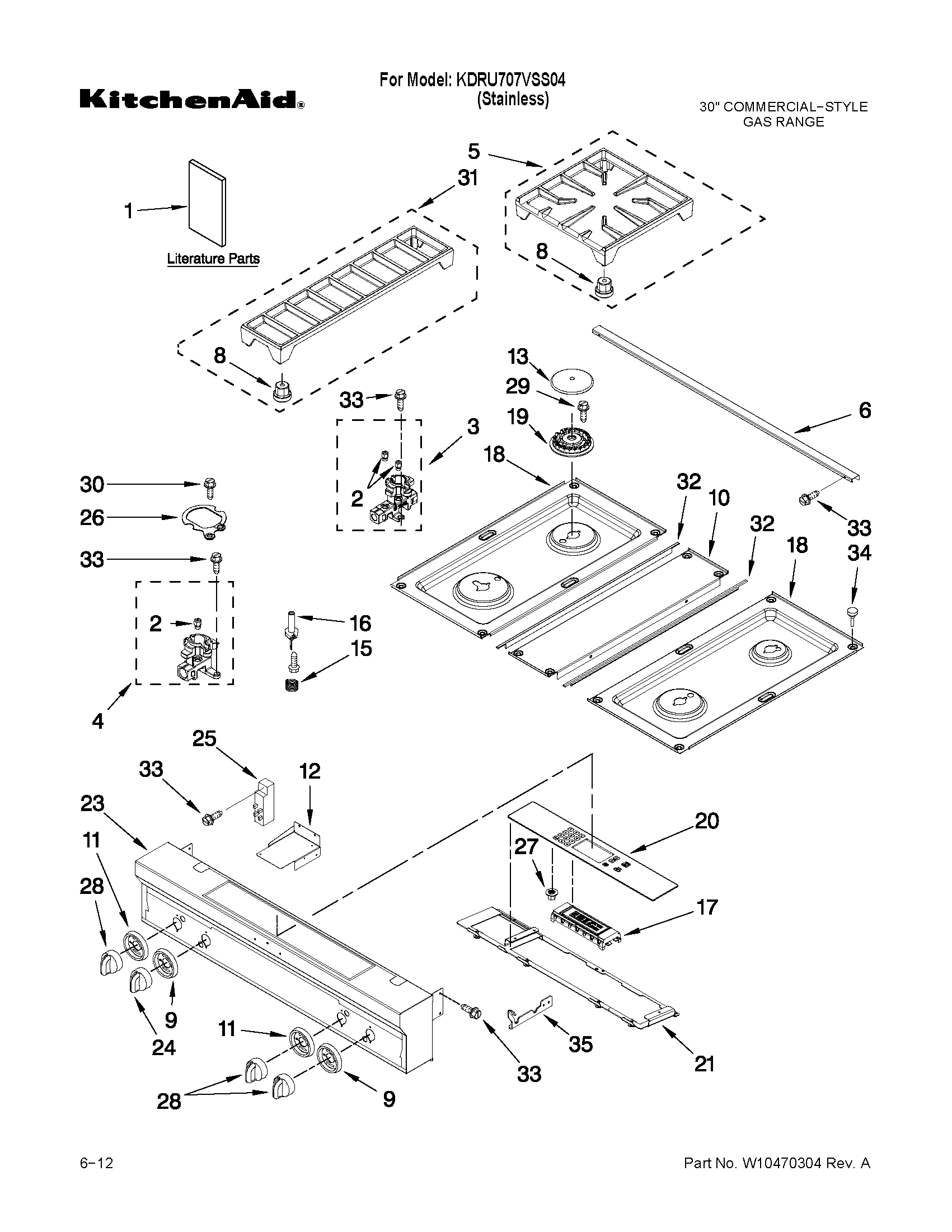 Cooktop, burner and grate parts