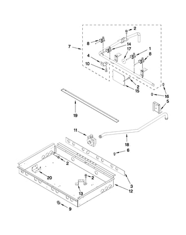 Burner box, gas valves, and switches