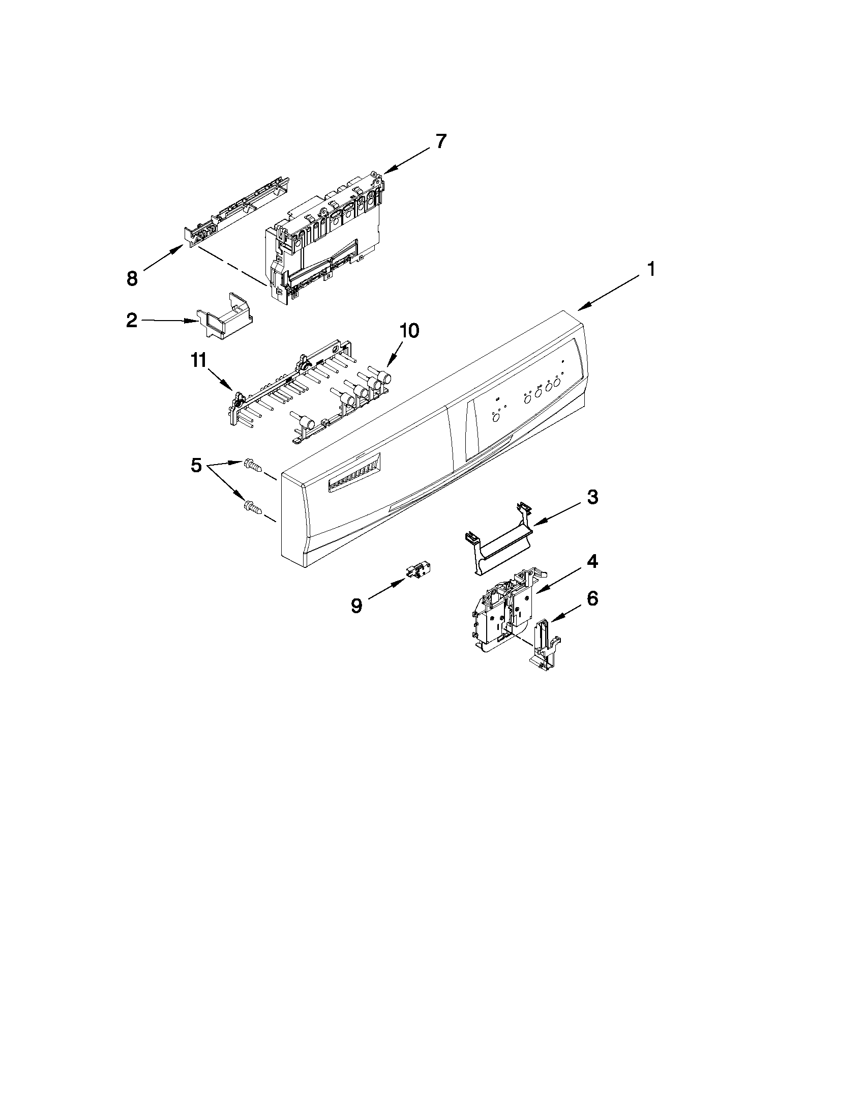 Control panel and latch parts