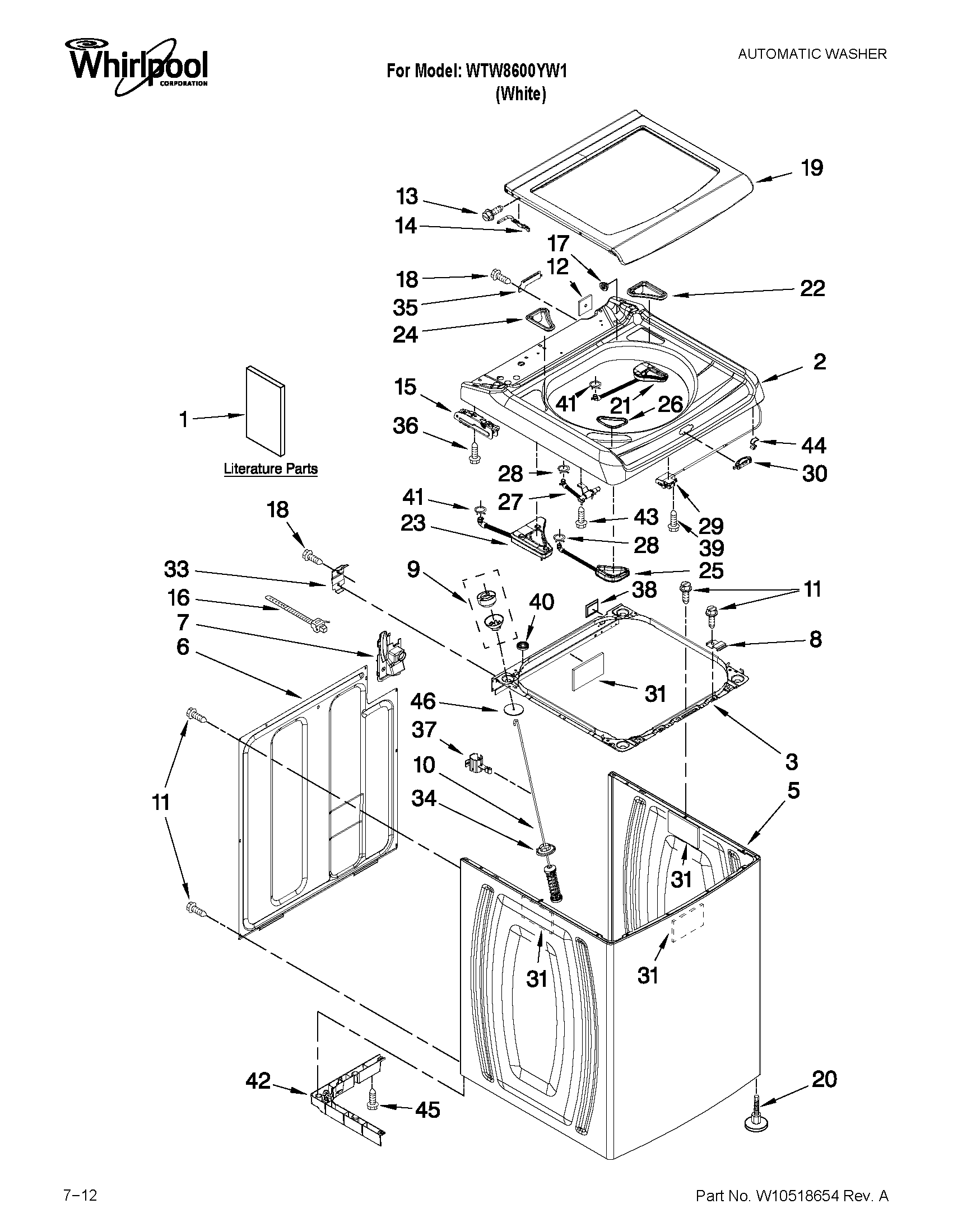 TOP AND CABINET PARTS