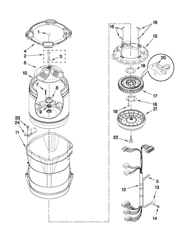 Motor, basket and tub parts