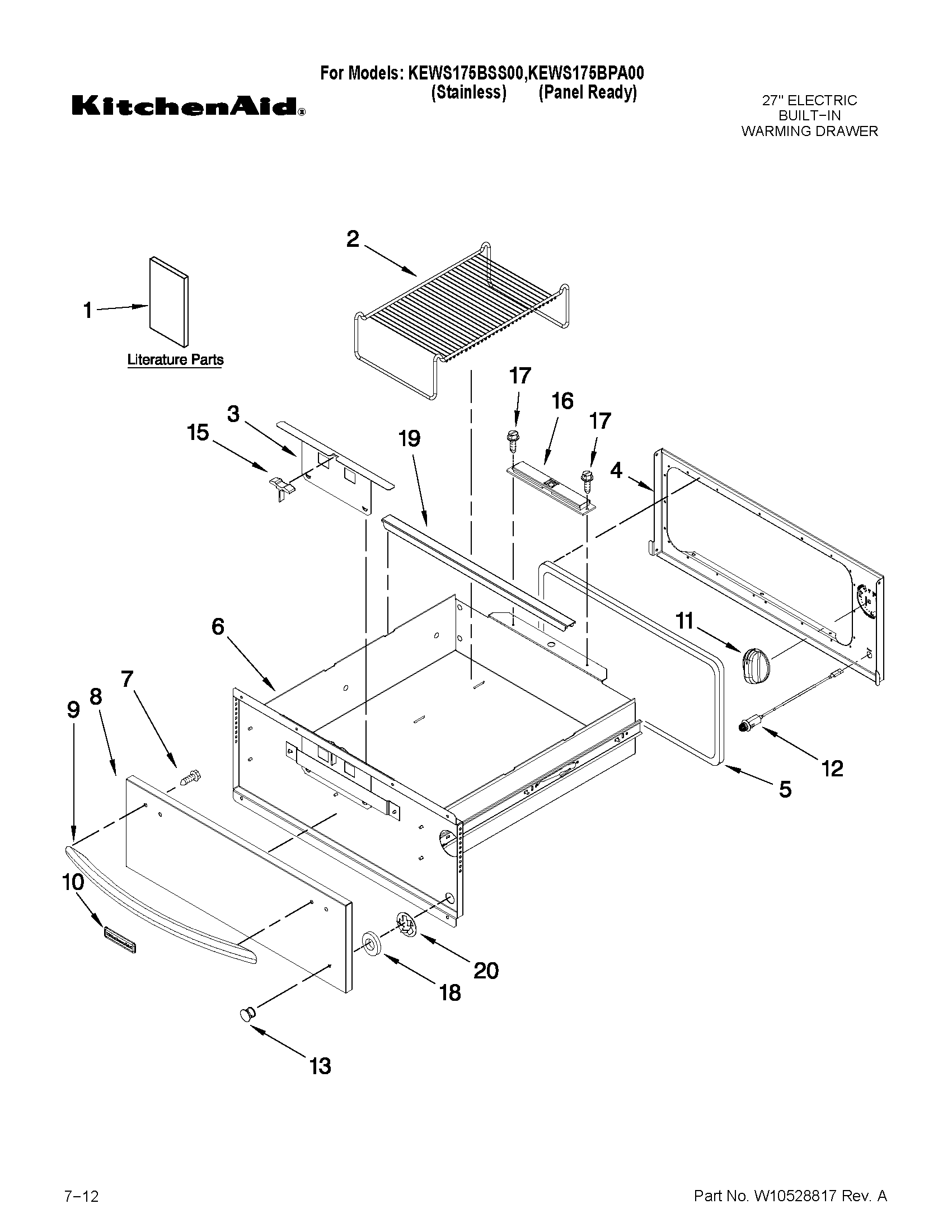 Control, door and drawer parts