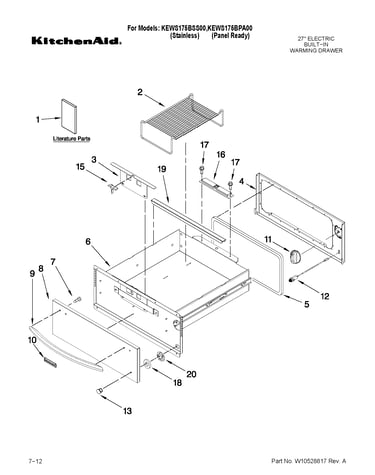Control, door and drawer parts