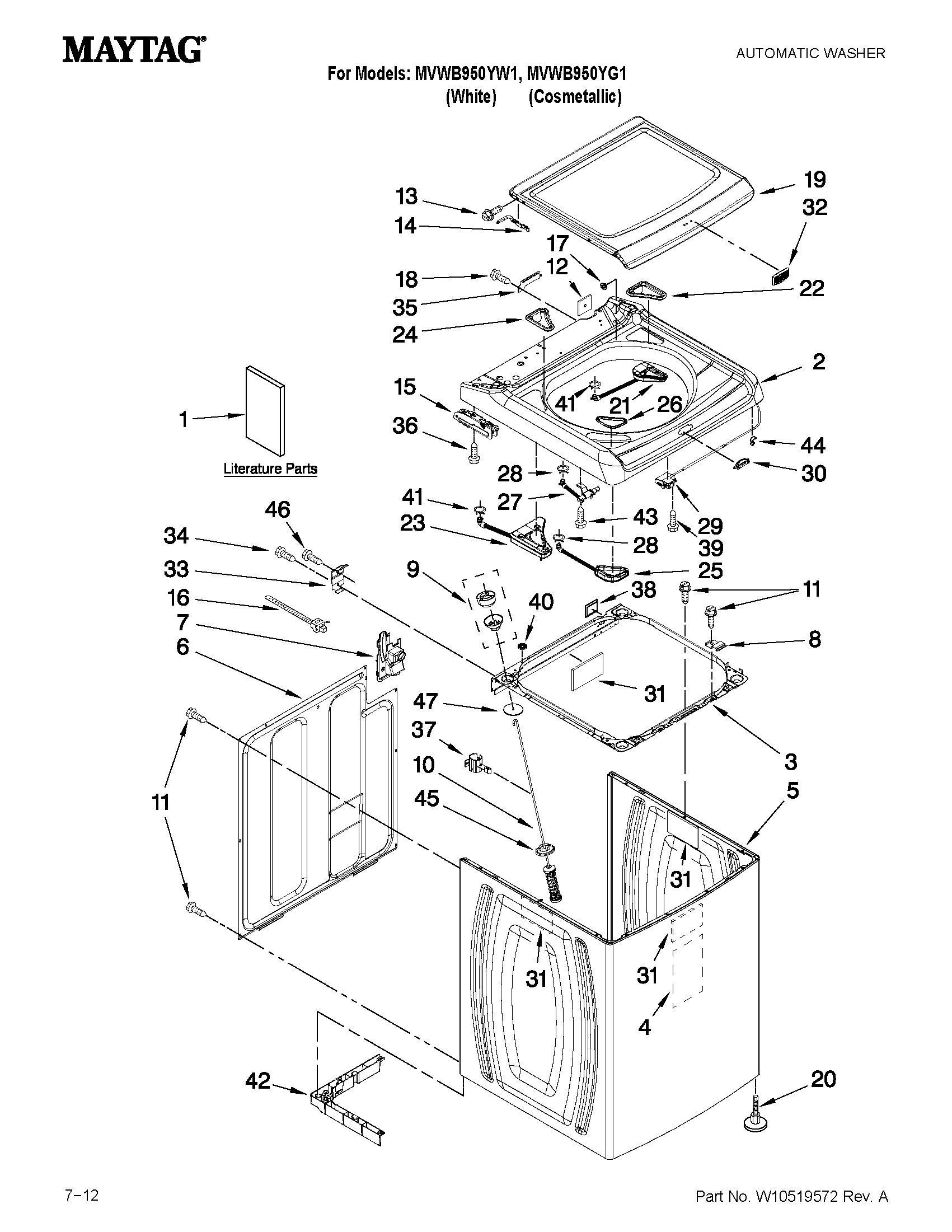 Top and cabinet parts