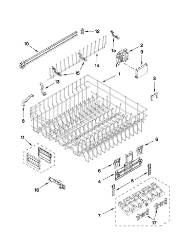 Upper rack and track parts
