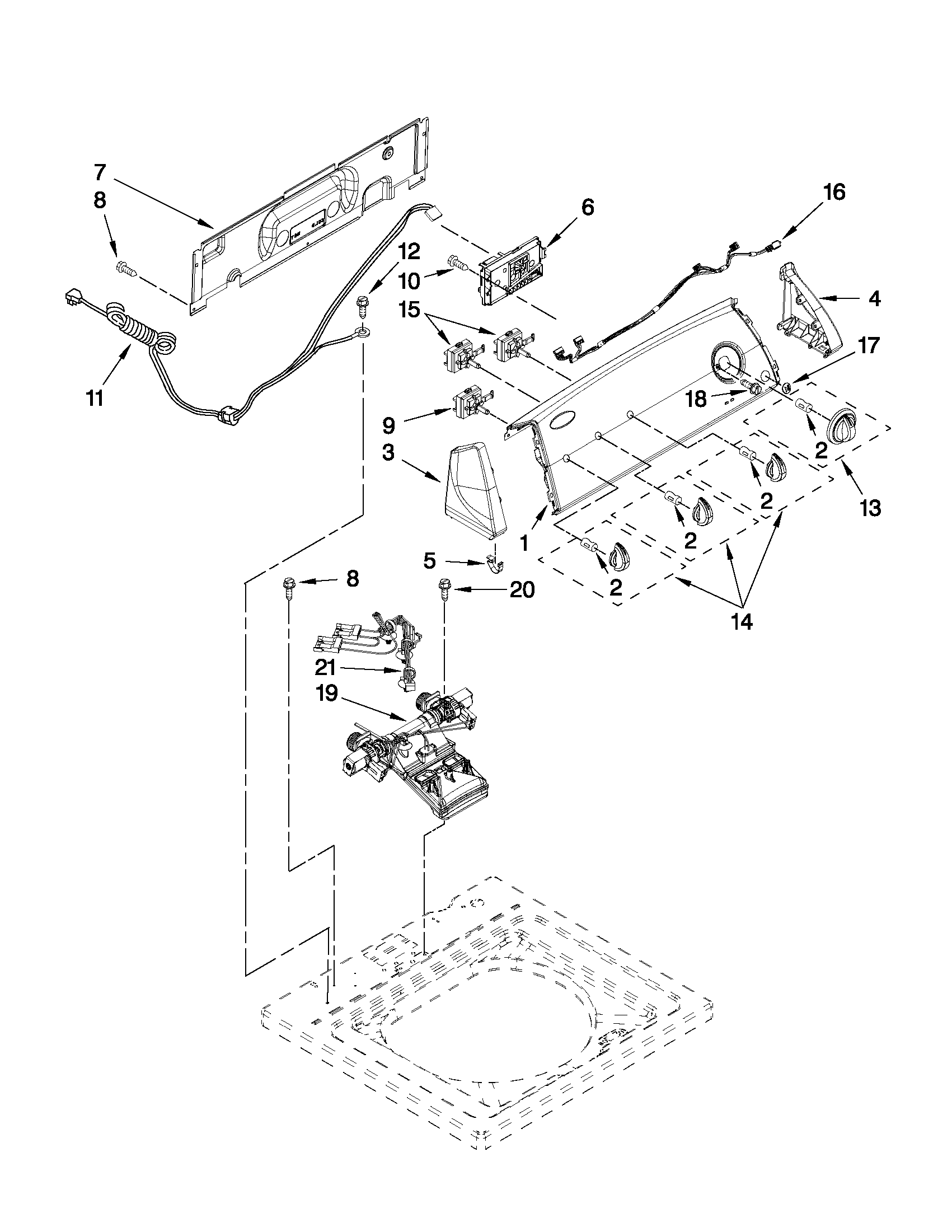 Controls and water inlet parts