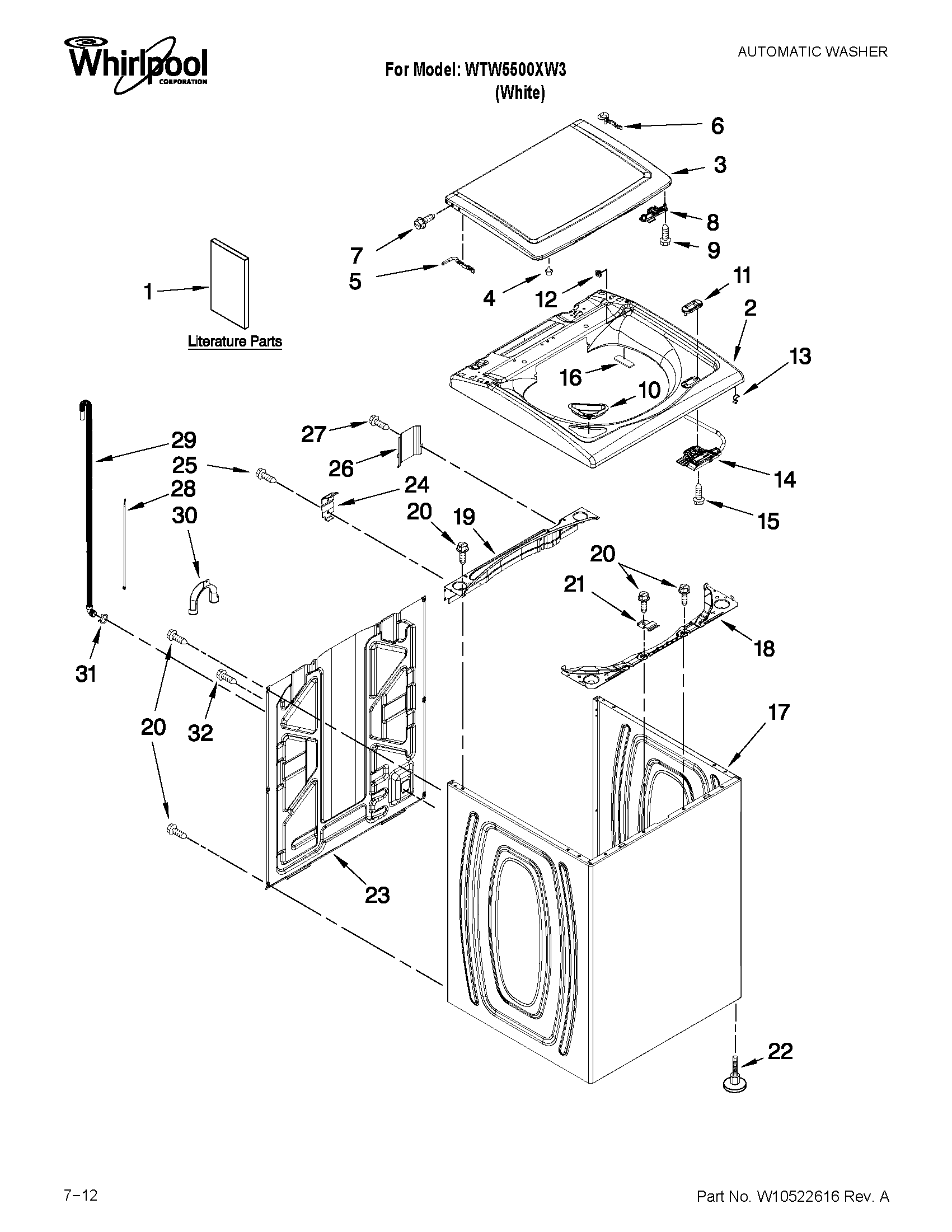 TOP AND CABINET PARTS