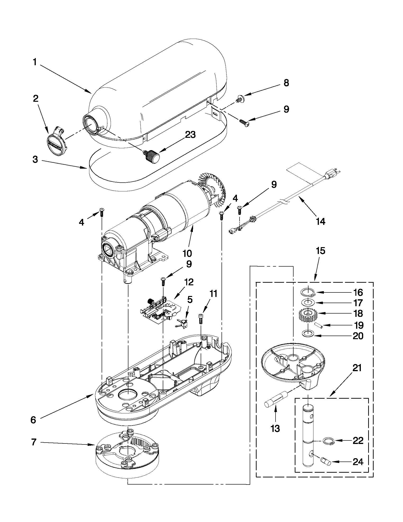 Case, gearing and planetary unit