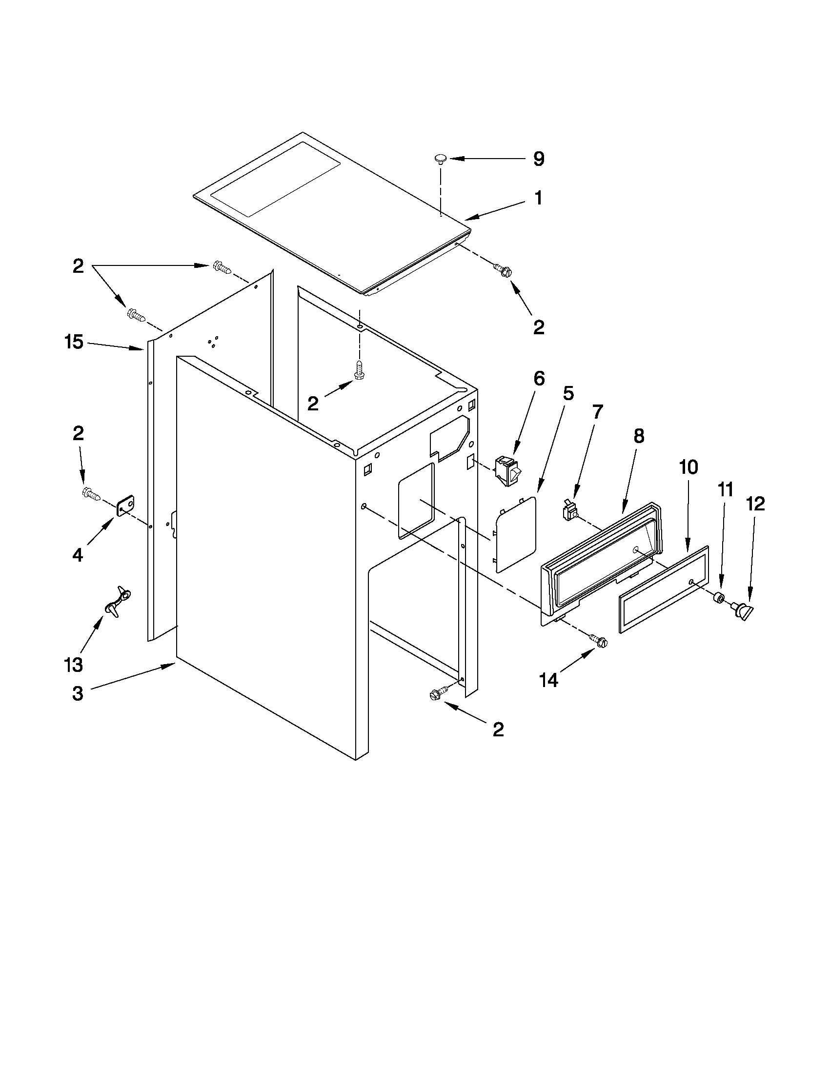 Cabinet and control parts