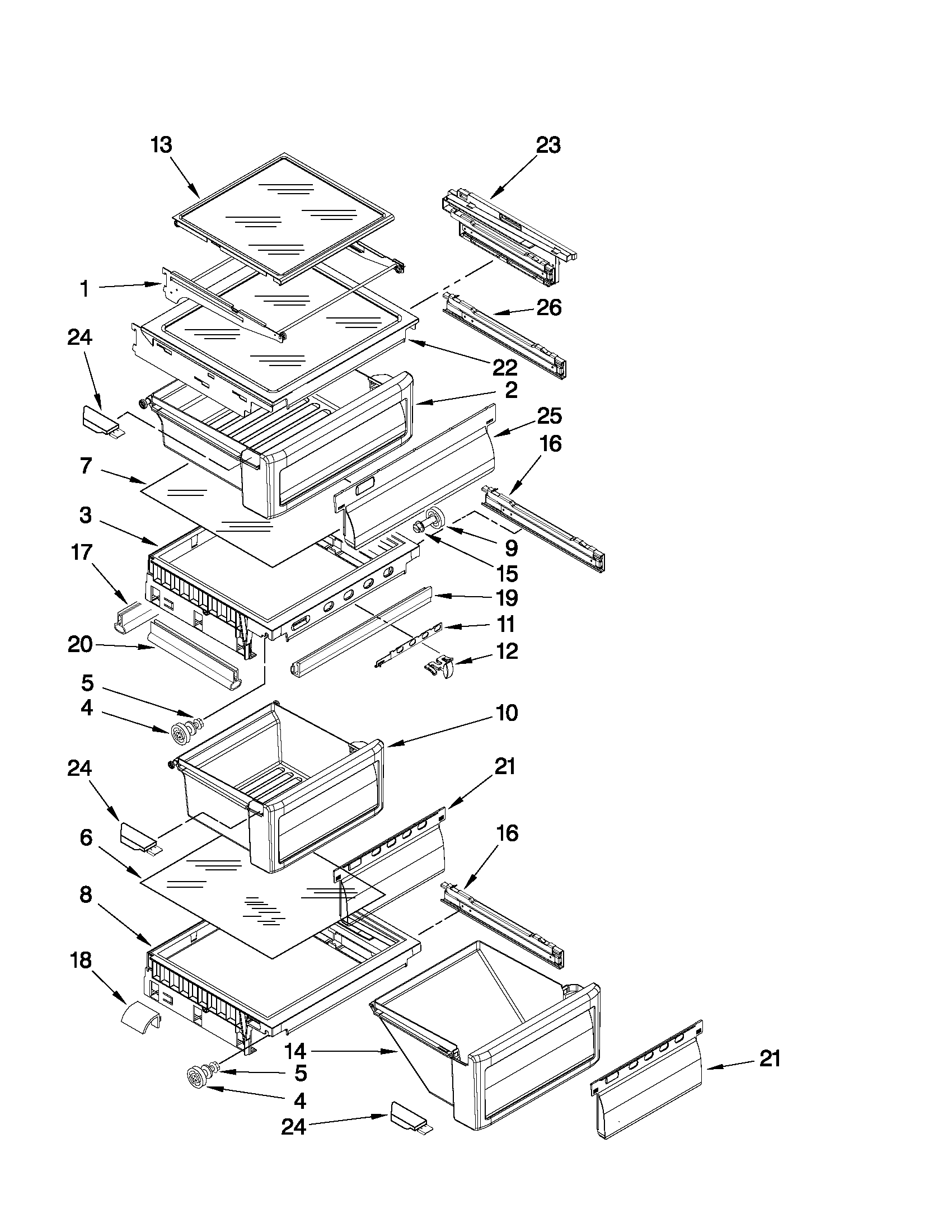Refrigerator shelf parts