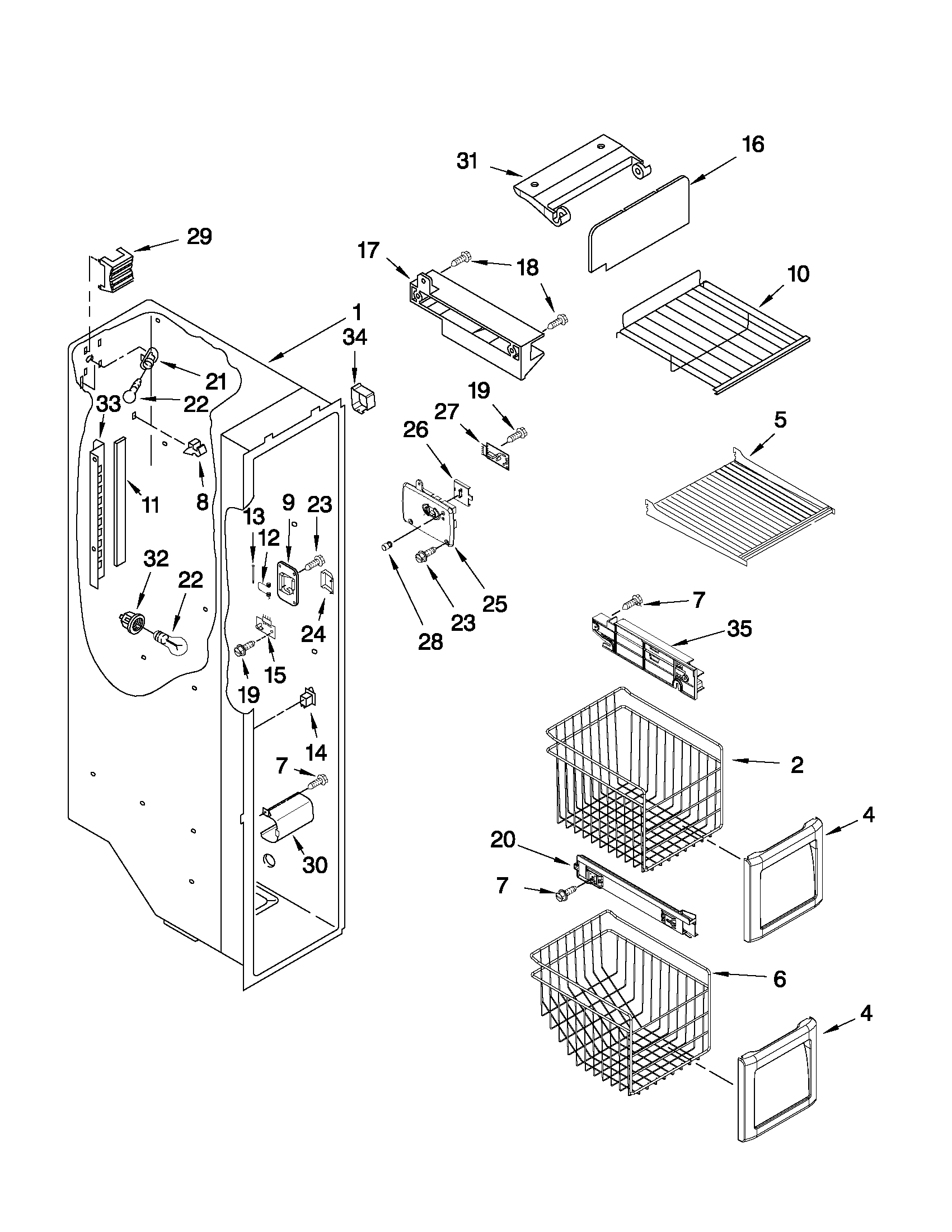 Freezer liner parts