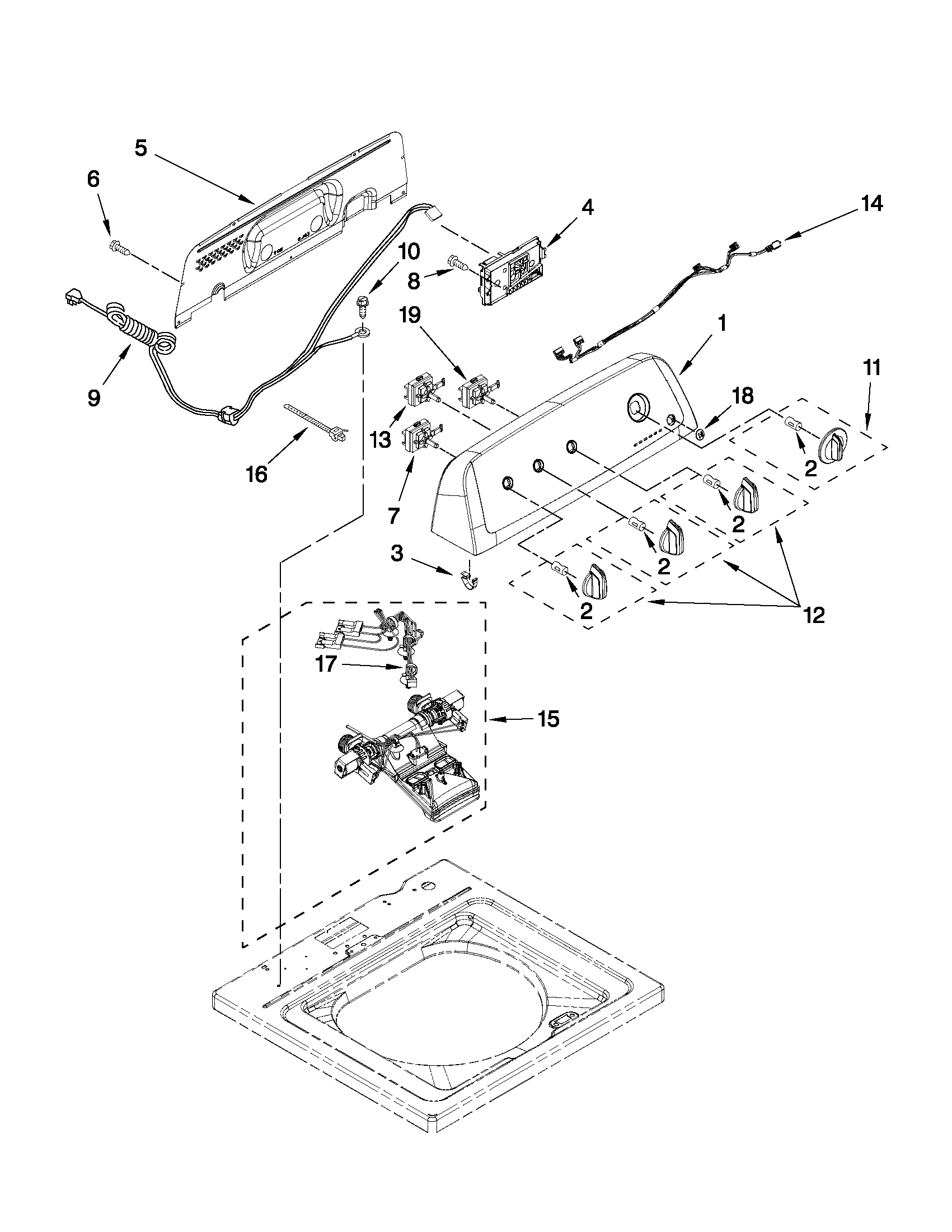 Controls and water inlet parts