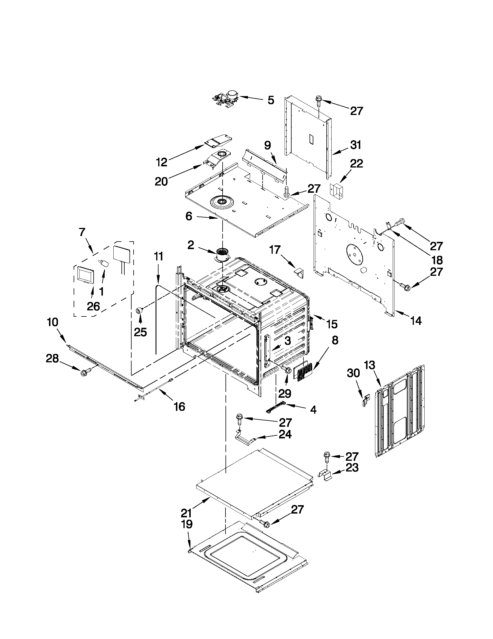 Upper oven parts