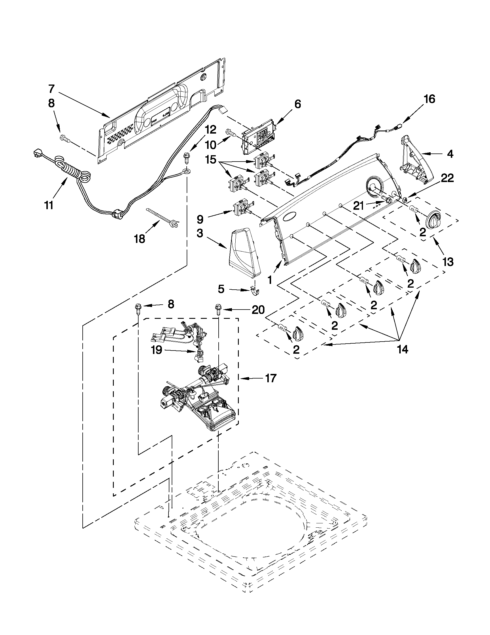 Controls and water inlet parts